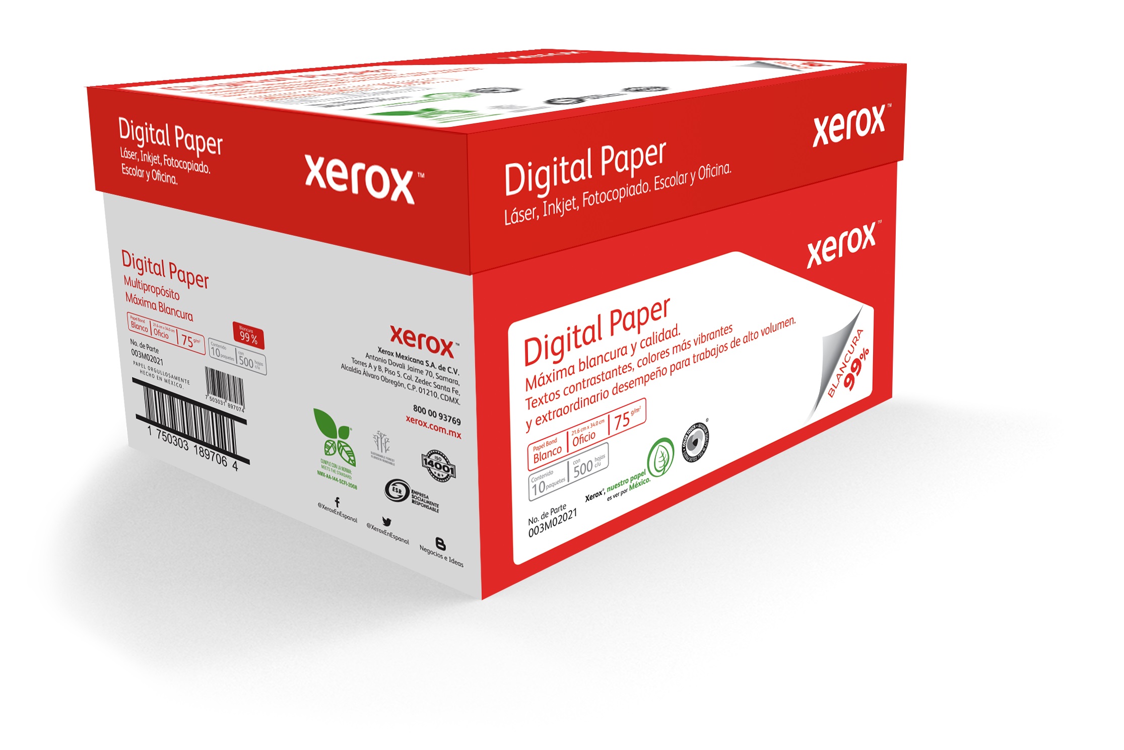 XEROX PAPEL DIGITAL ROJO OFICIO 99  BLANCURA - 