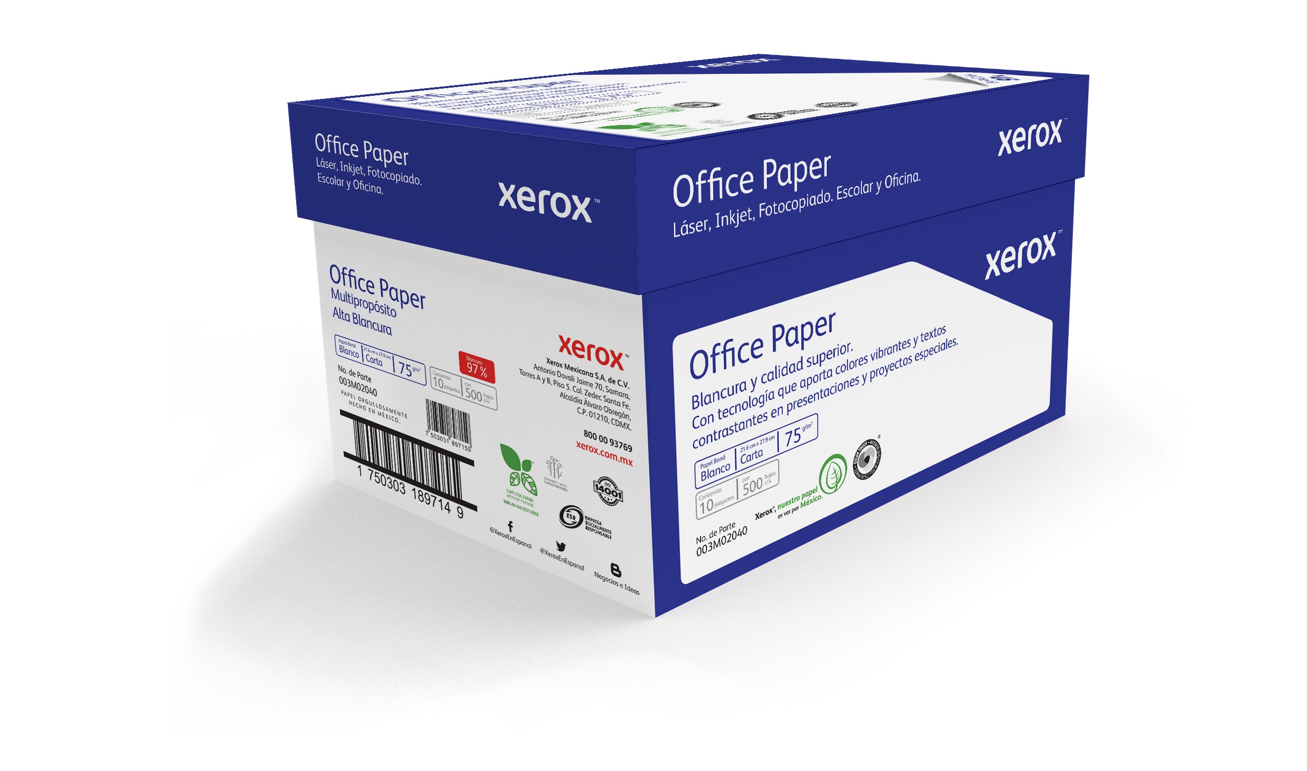 XEROX PAPEL OFFICE AZUL CARTA 97  BLANCURA - 