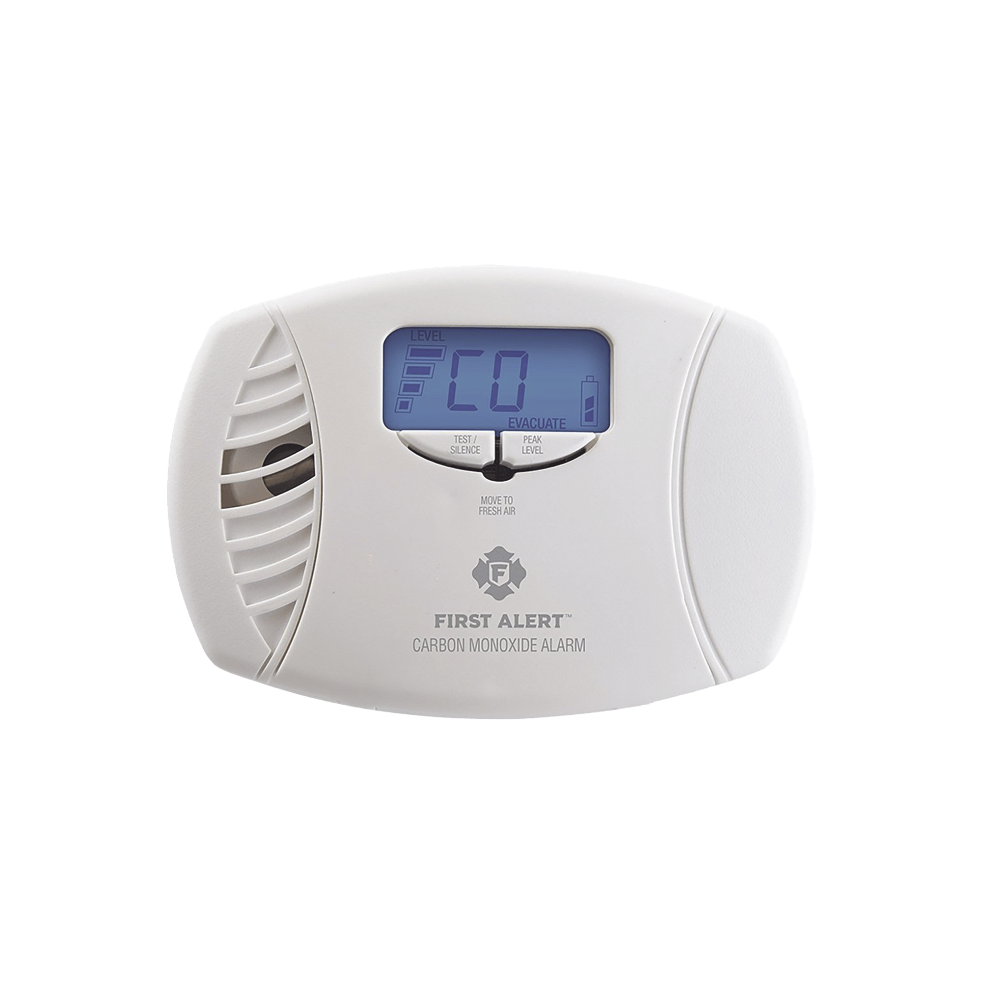 Alarma de monóxido de carbono (CO) enchufable con batería de respaldo y display digital