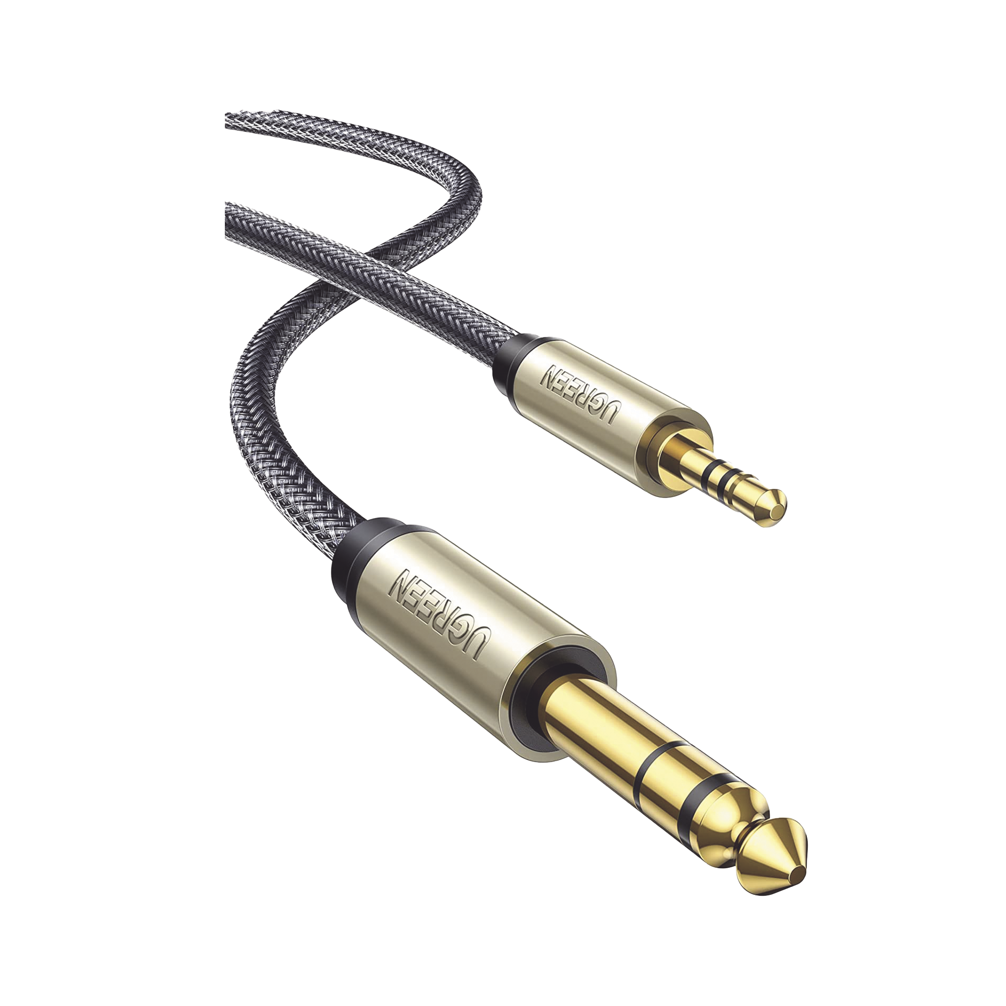 Cable Audio Estéreo 3.5mm (1/8') TRS a 6.35mm (1/4') TS / 1 Metro / Audio de Hi-Fi / Trenza de Nylon / Blindaje Múltiple / Caja de Aleación Zinc / Núcleo de Cobre Puro / Compatibilidad Universal