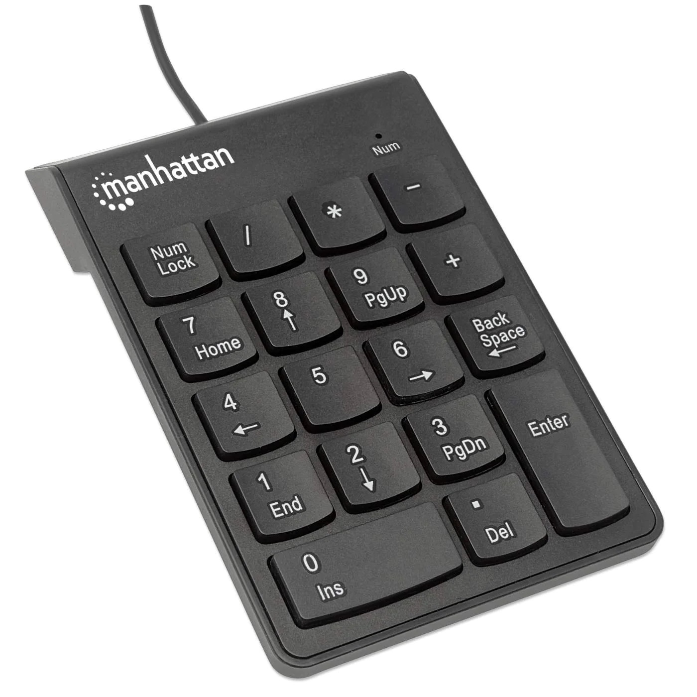 176354 Teclado numérico alámbrico USB - 18 teclas del mismo tamaño incluye tecla de retroceso Color Negro.