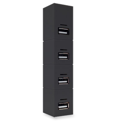 Hub USB V2.0 - BASICO, 4 Puertos, Negro, BROBOTIX 180727-2