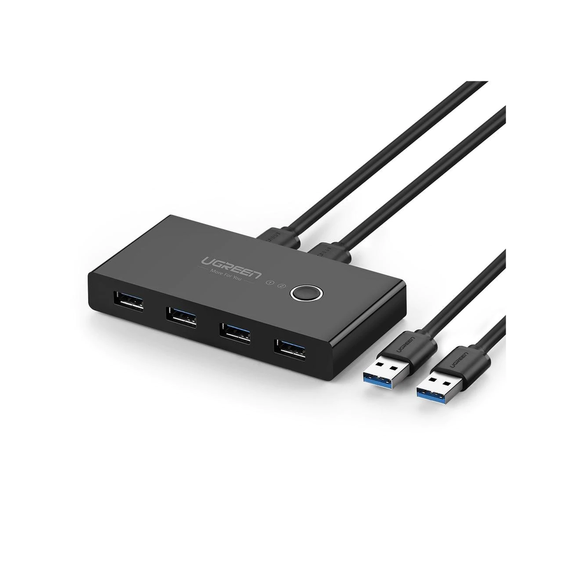 HUB para Compartir 4 Puertos USB 3.0 a 2 PC ?s / Cambio Mediante Botón / Incluye dos cables USB de 1.5 m /  ABS / Permite que 2 Usuarios Compartan 4 Dispositivos Periféricos USB3.0, como una impresora, un escáner, etc.