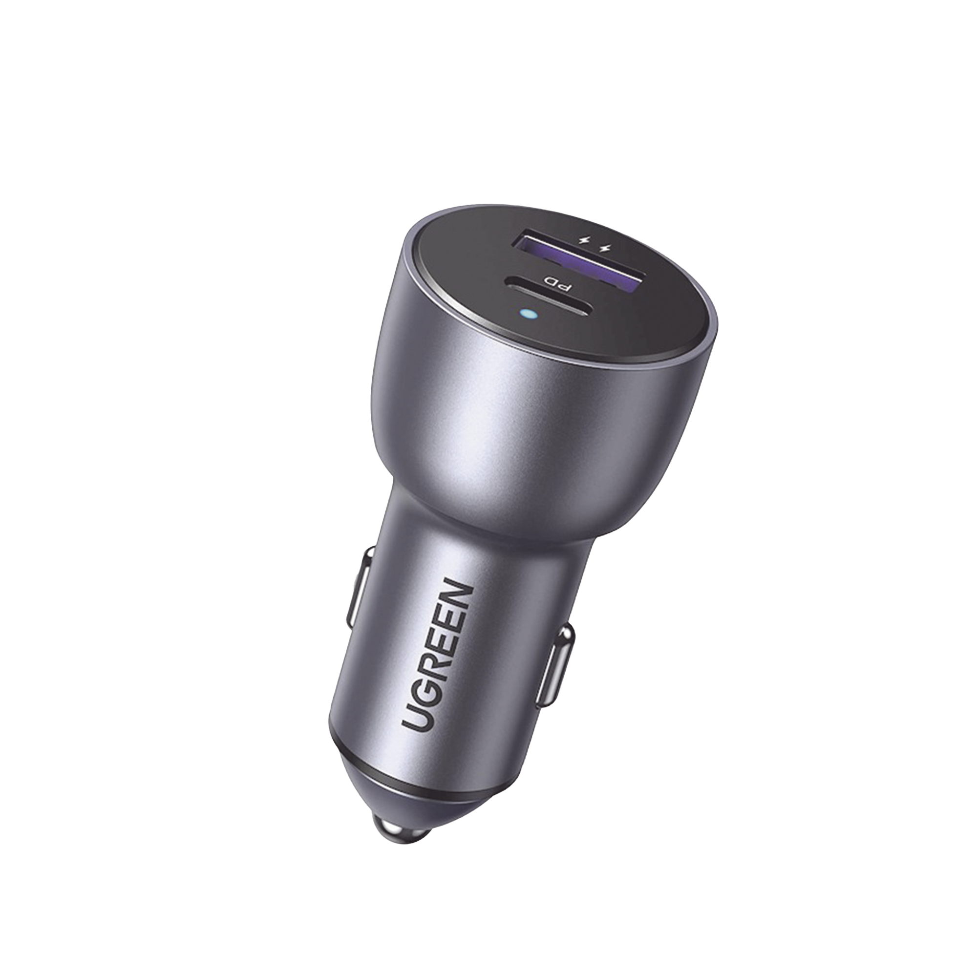 Cargador de Auto 42.5W | Puerto USB-A y USB-C | Carga Rápida | Compatible con Vehículos de 12 y 24 VCD | PD3.0 + QC3.0 | Chip Inteligente | Diseño Compacto  Mayor Eficiencia Energética | Caja de Aluminio.