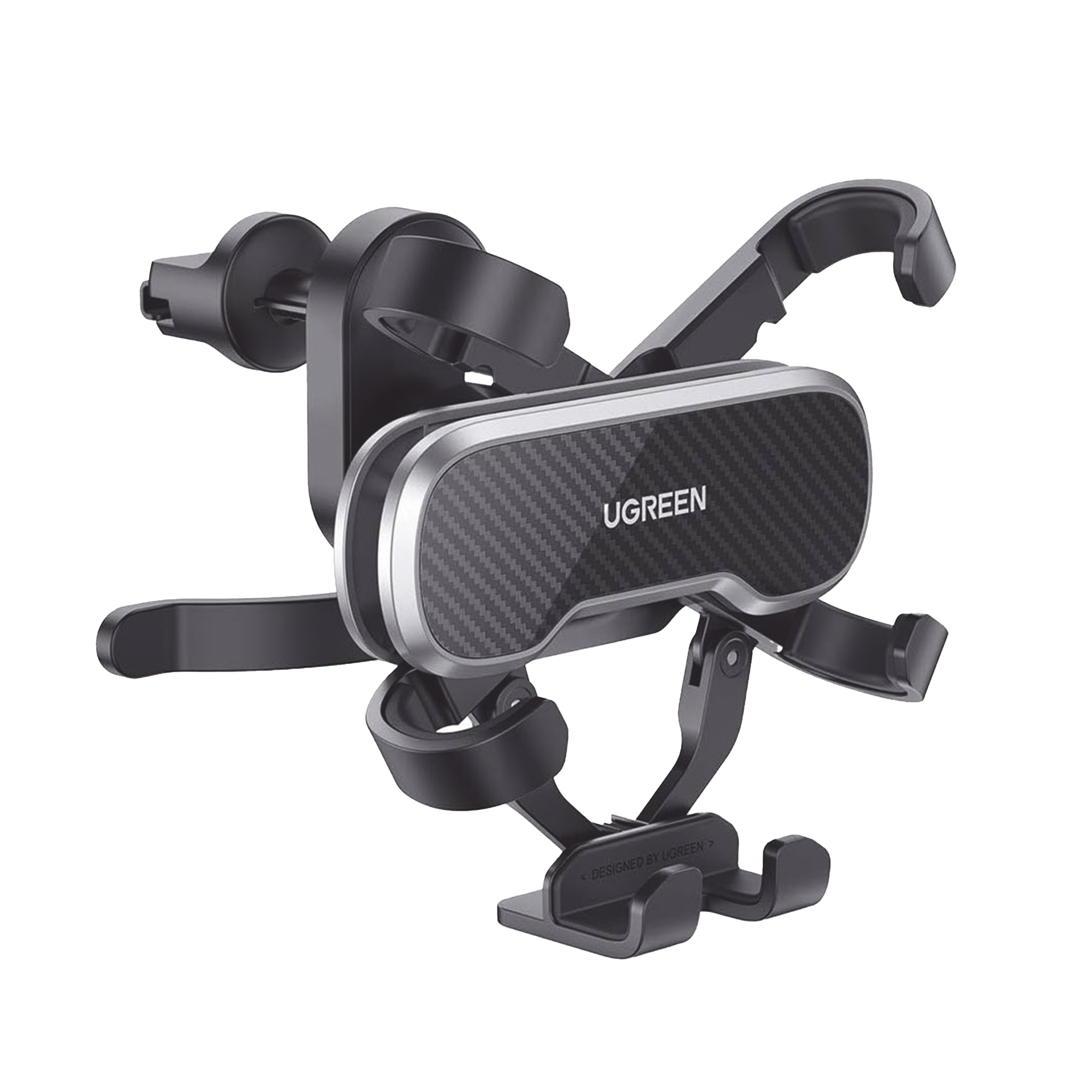 Soporte de Automóvil para Rendija de Ventilación / Sistema de Gravedad / Rotación de 360° / Suspensión por Gancho / Pinzas de Goma / Compatible con Rejilla de Ventilación Horizontal y Vertical.