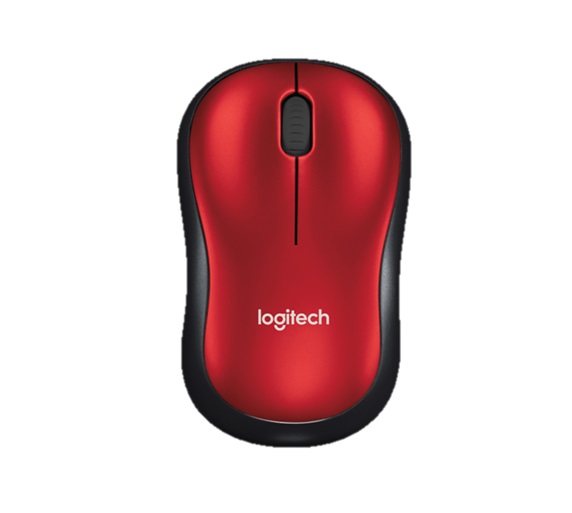 Mouse LOGITECH M185 - Rojo, 3 botones, RF inalámbrico, Óptico, 1000 DPI