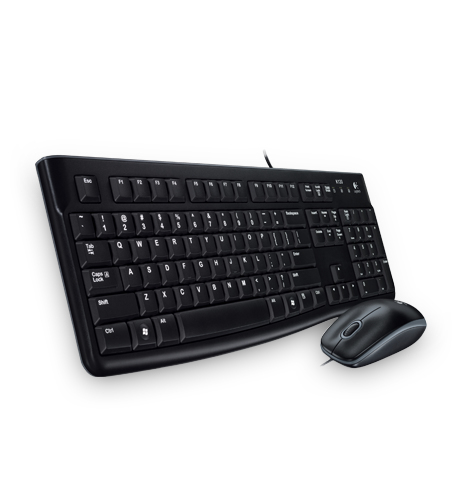 Kit de Teclado y Mouse LOGITECH Media Combo MK120 - Estándar, Negro, 1000 DPI