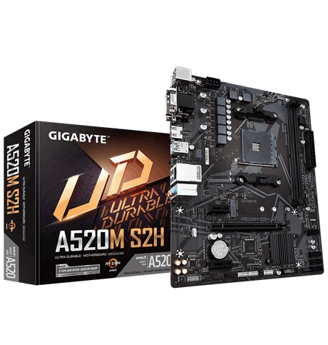 Motherboard GIGABYTE A520M S2H - DDR4, AMD, Socket AM4, Micro ATX