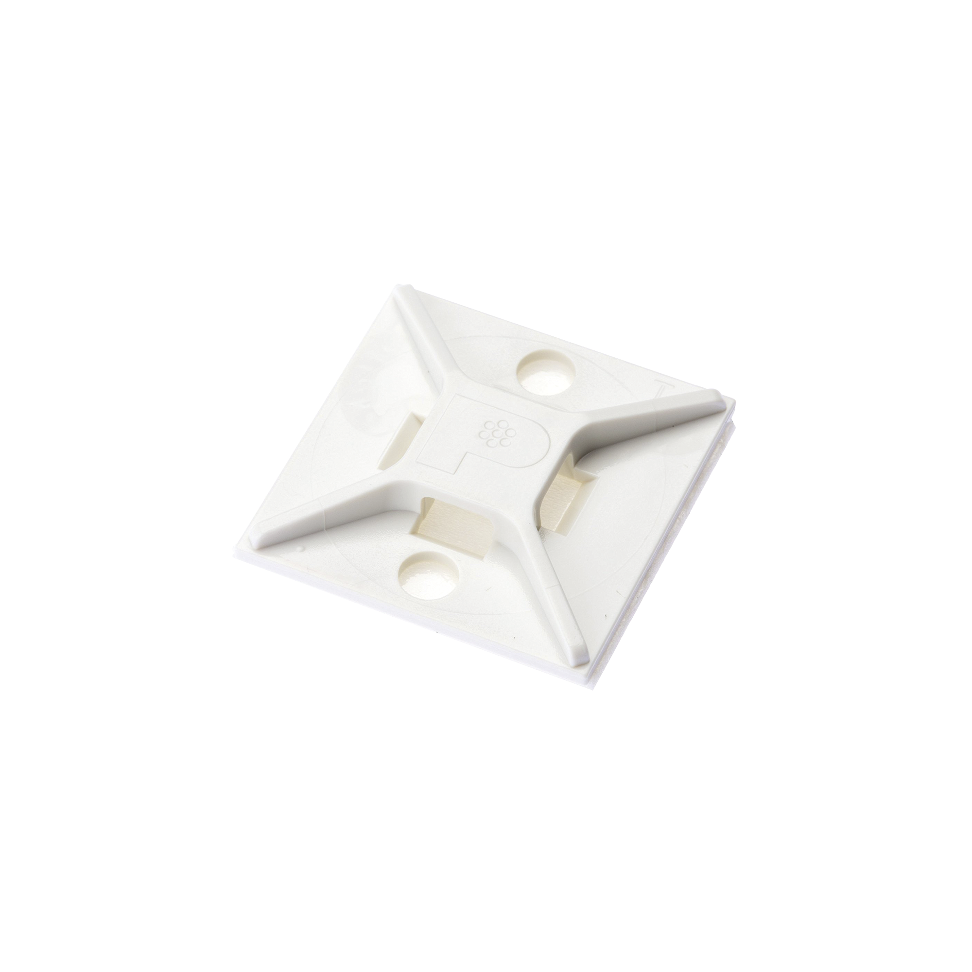 Sujetador Para Cable de 4 Vías, con Adhesivo, 25.4 x 25.4mm (1in x 1in), Color Blanco, Uso en Interior, 1 pieza