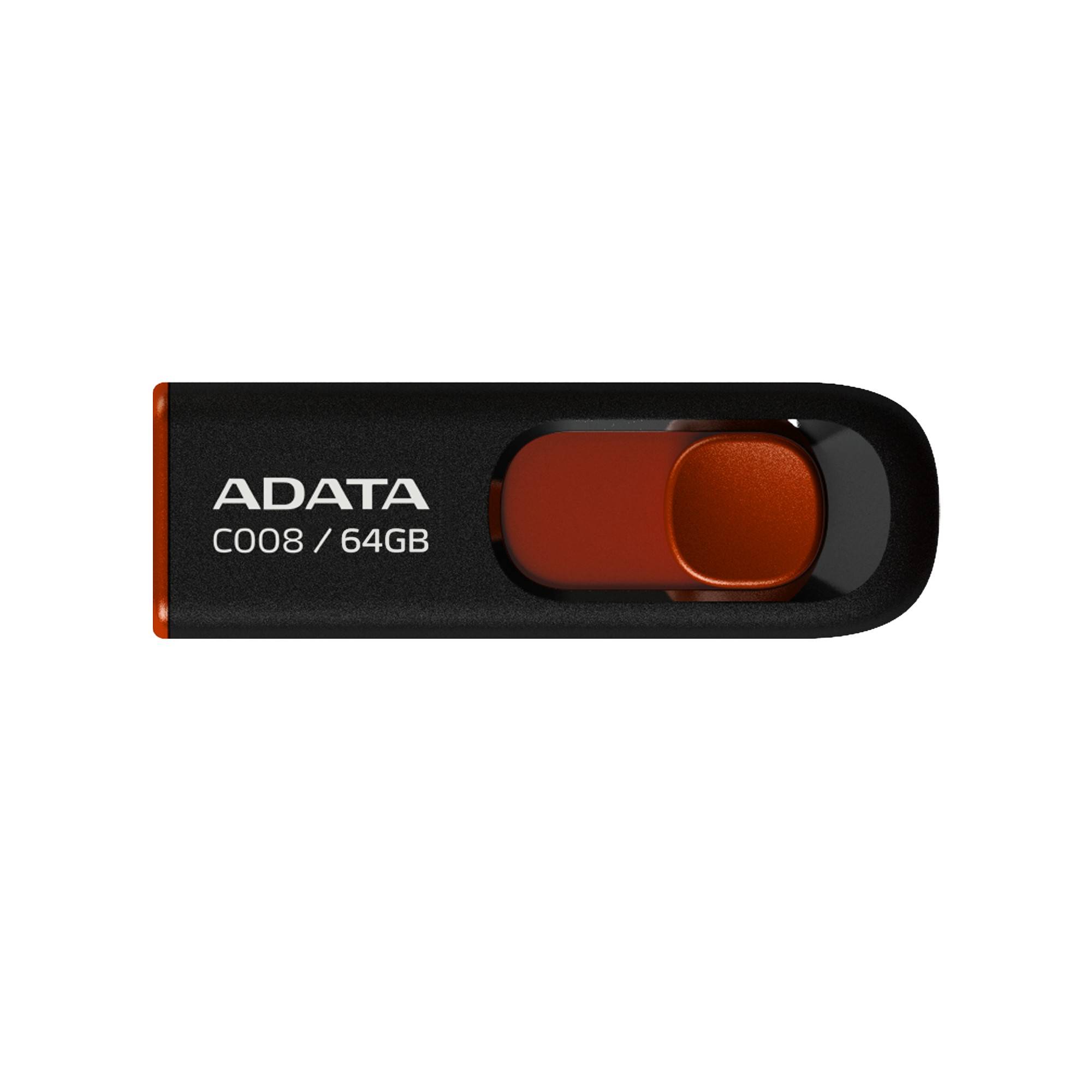 Memoria USB ADATA C008 - Negro, 64 GB, USB 2.0