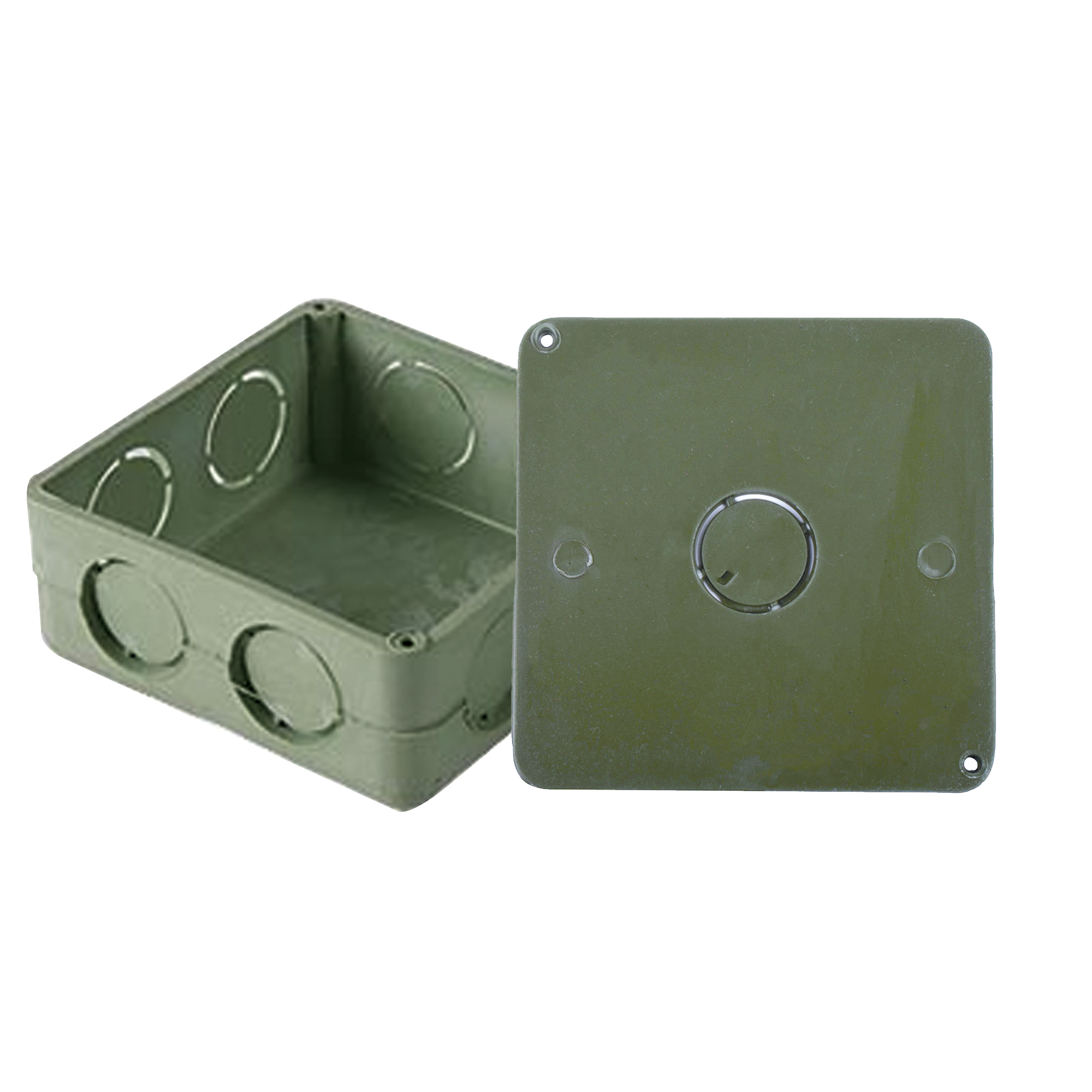 Caja Cuadrada y Tapa de 1' para instalaciones con tubería PVC Conduit pesado.