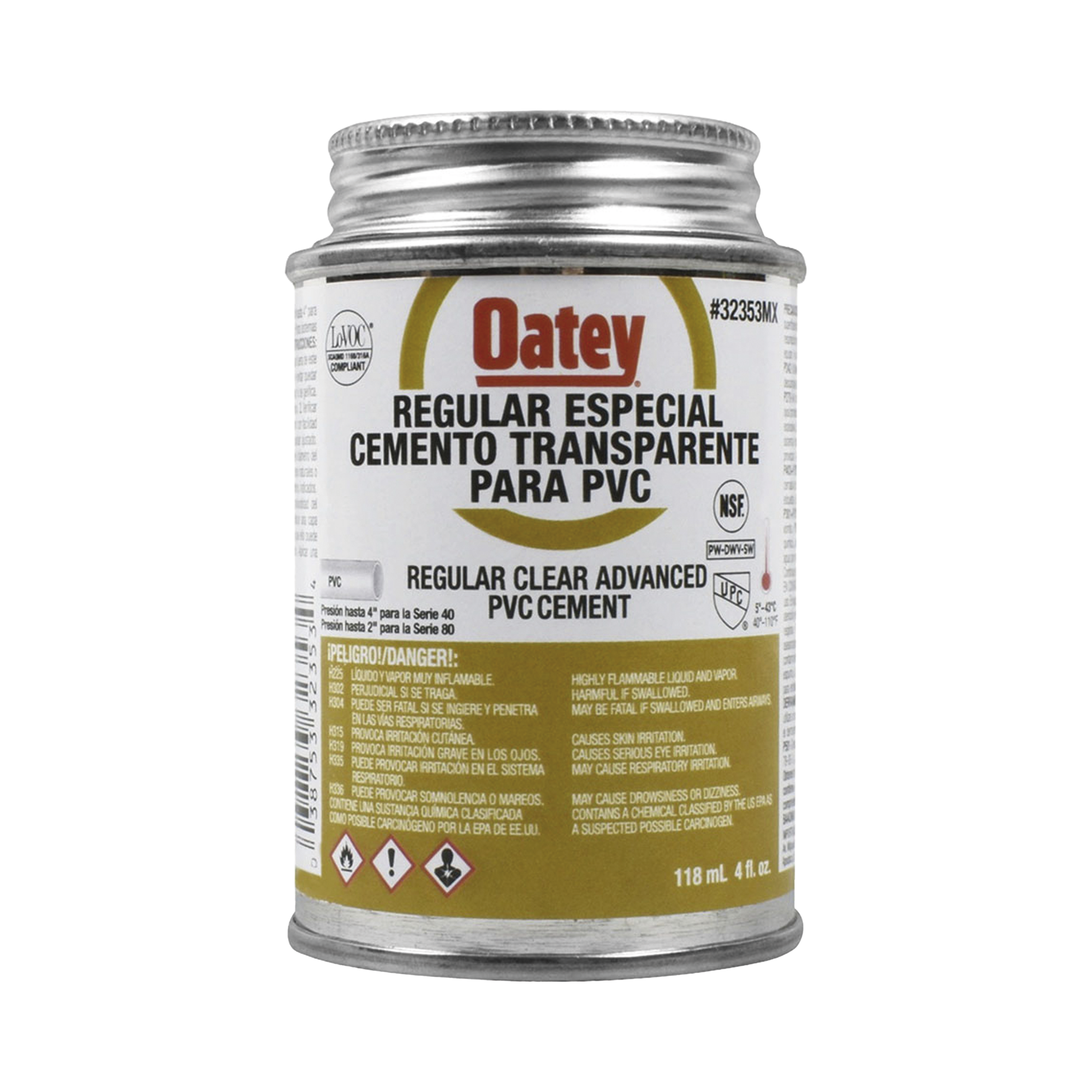 Cemento Claro de 118 ml para Tubo Conduit PVC Pesado.