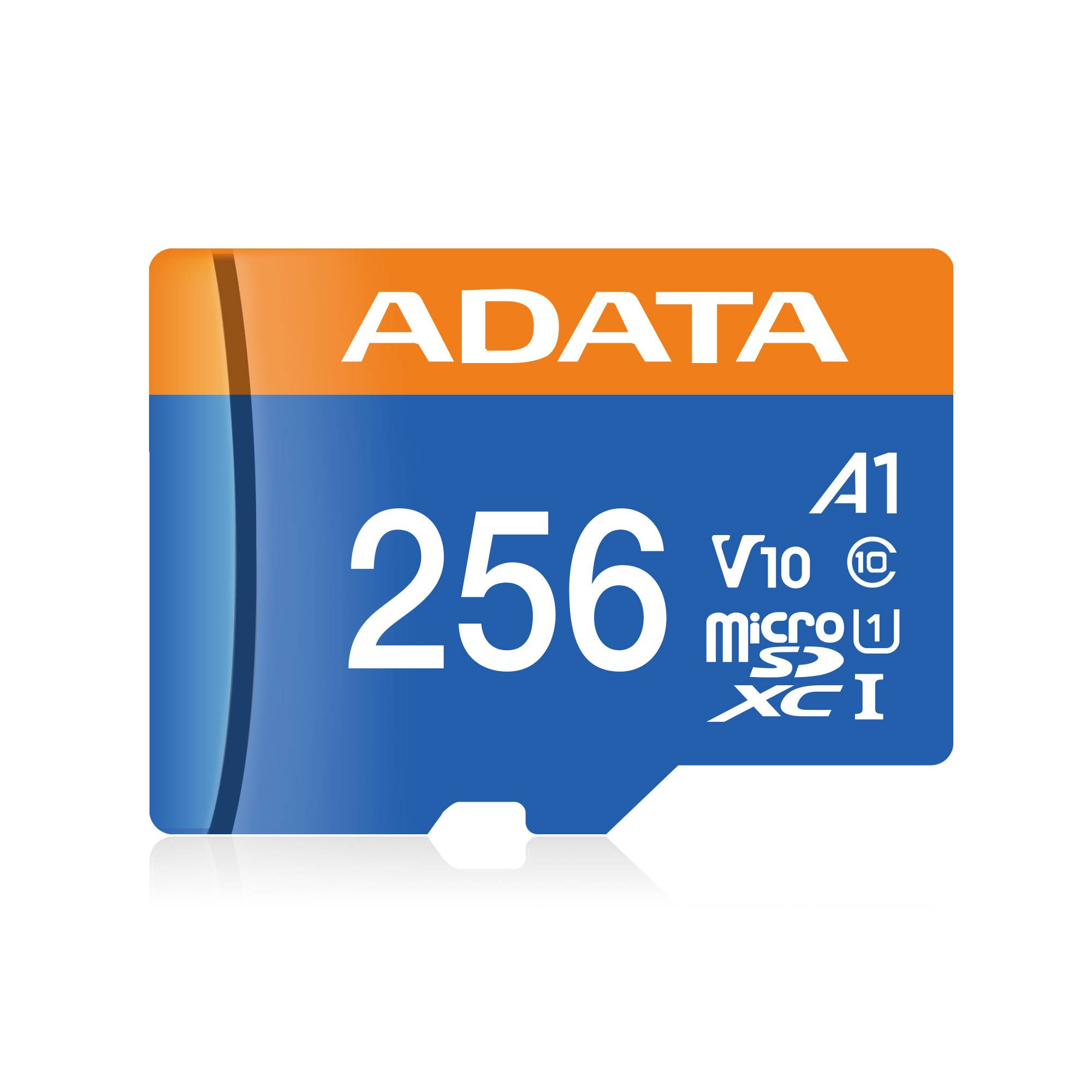 Micro SD 256GB Class 10 ADATA  Premier A1 UHS-I - 256 GB, 100 MB/s, 25 MB/s, Negro, Clase 10