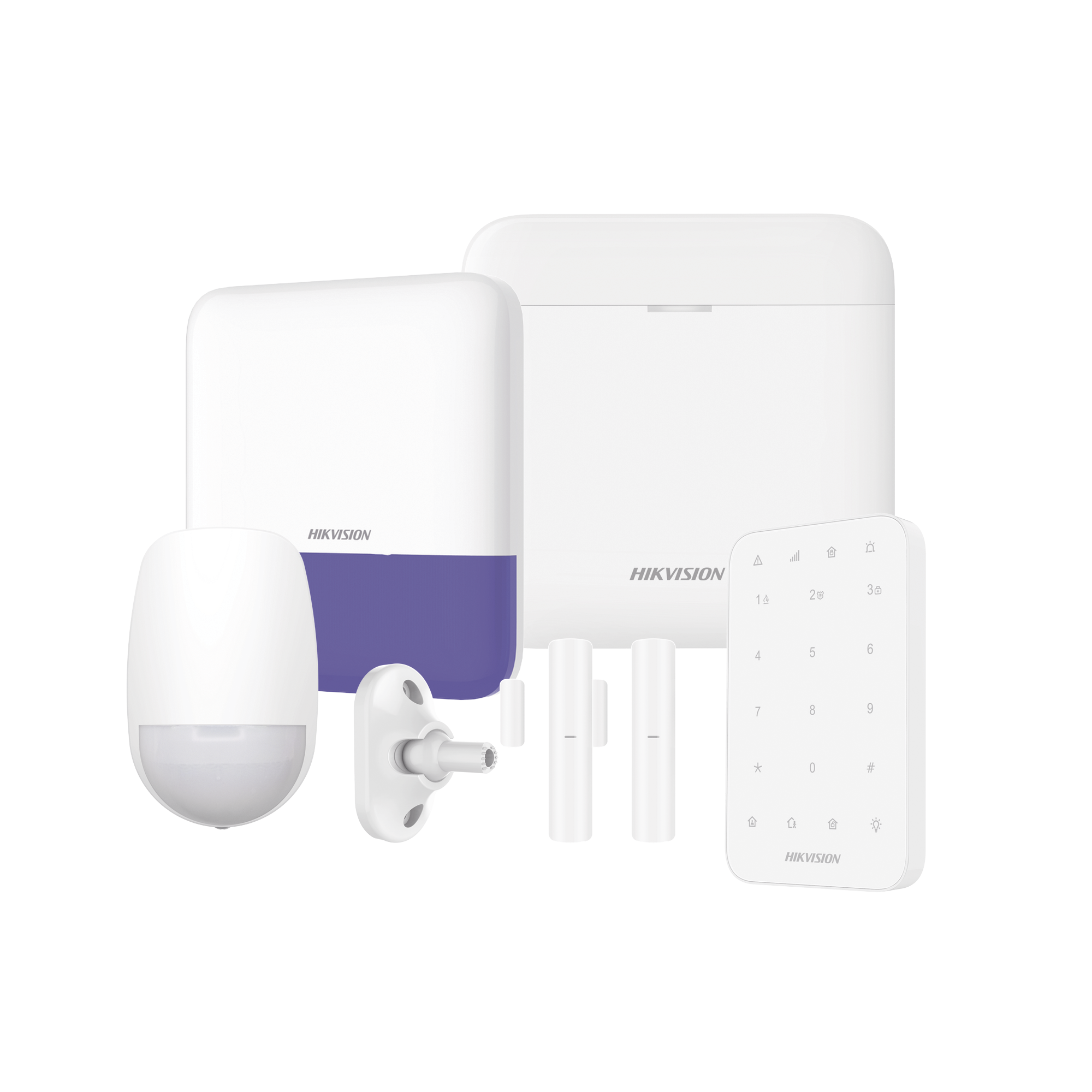 (AX PRO) KIT de Alarma AX PRO / Incluye: 1 Hub con bateria de respaldo / 1 Sensores PIR / 1 Montaje Universal para PIR / 2 Contactos Magnéticos / 1 Teclado / 1 Sirena Inalambrica Exterior / WiFi / Compatible con Hik-Connect P2P