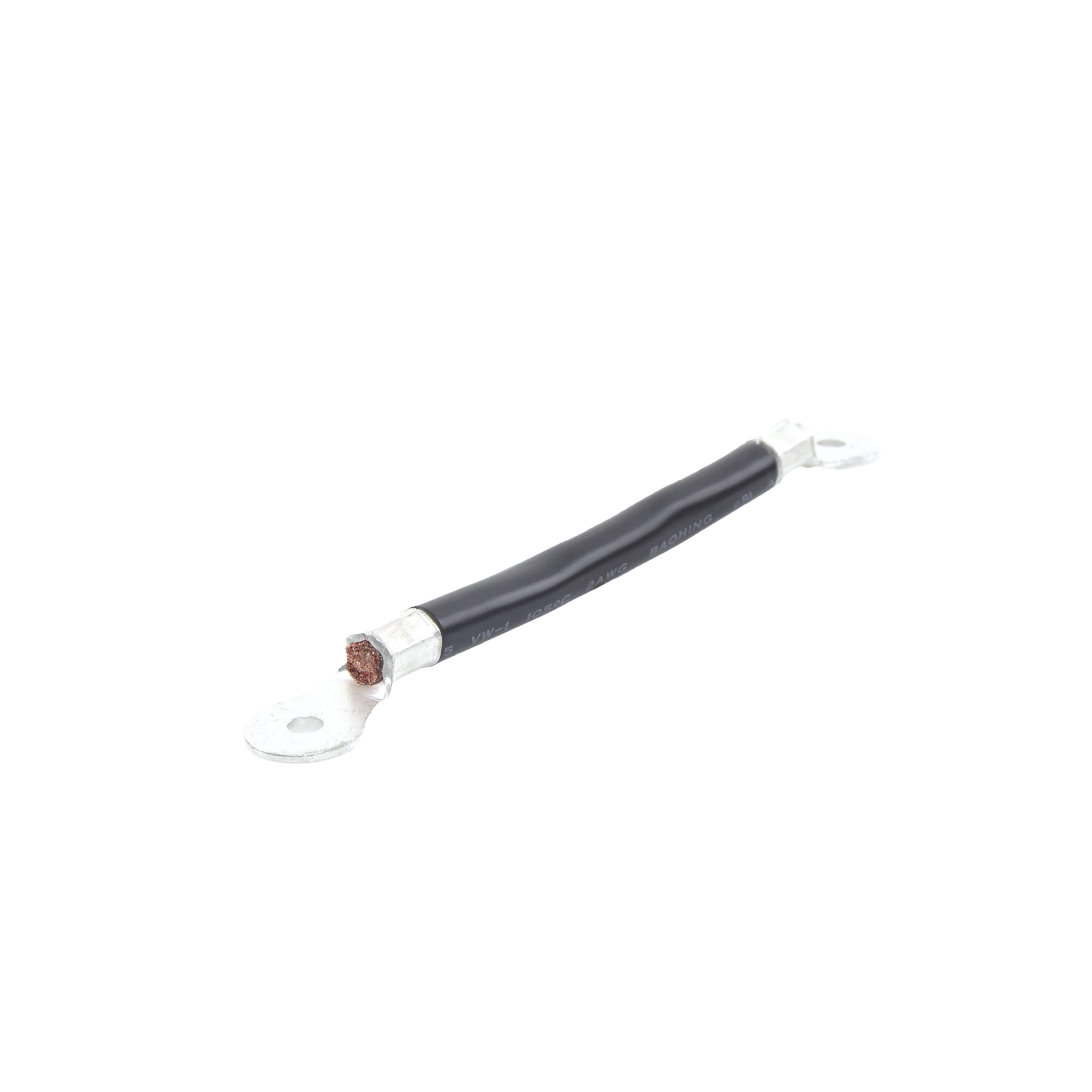 Cable para Baterías, 0.2m, Negro, Calibre 2 AWG con Terminales de Ojo en Ambos Extremos