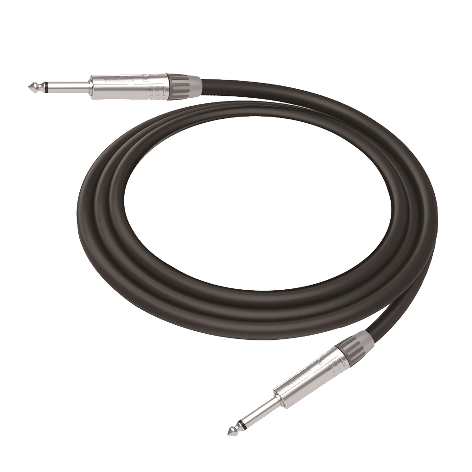 Cable de Audio | Plug 1/4 in a Plug 1/4 in Mono | Carcasa Cromada | Conectores Seetronic | Ideal para Instrumentos | Longitud 3m