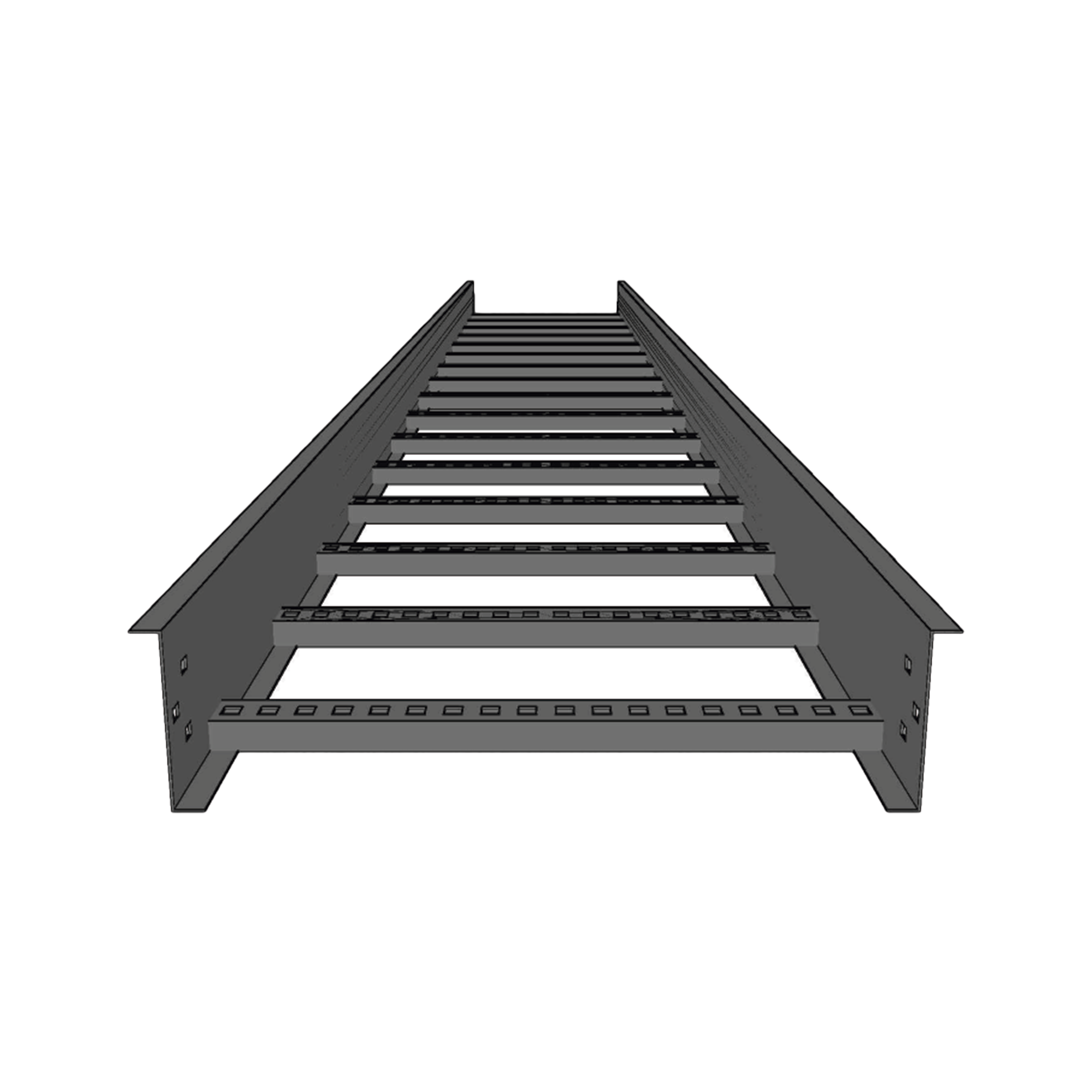 Escalera de Aluminio Portacables / Perfil Z / Peralte 3 1/4' /Paso 9' / Ancho 12' / 3.66 metros / Capacidad Máx. 274 Cables / Incluye Cople Union y Tornillería