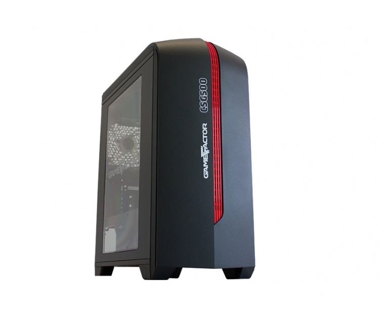 Gabinete GAME FACTOR CSG500 mATX NEG/ROJO - 2xVENT 120MM LED, 1x USB 2.0, 1x USB 3.0