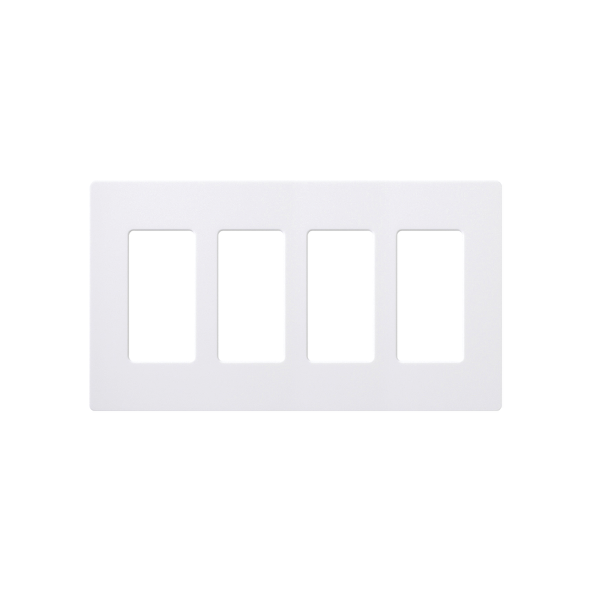 Placa de pared 4 espacios, color blanco, para atenuador (dimmer), switch ó control remoto PICO inalámbrico