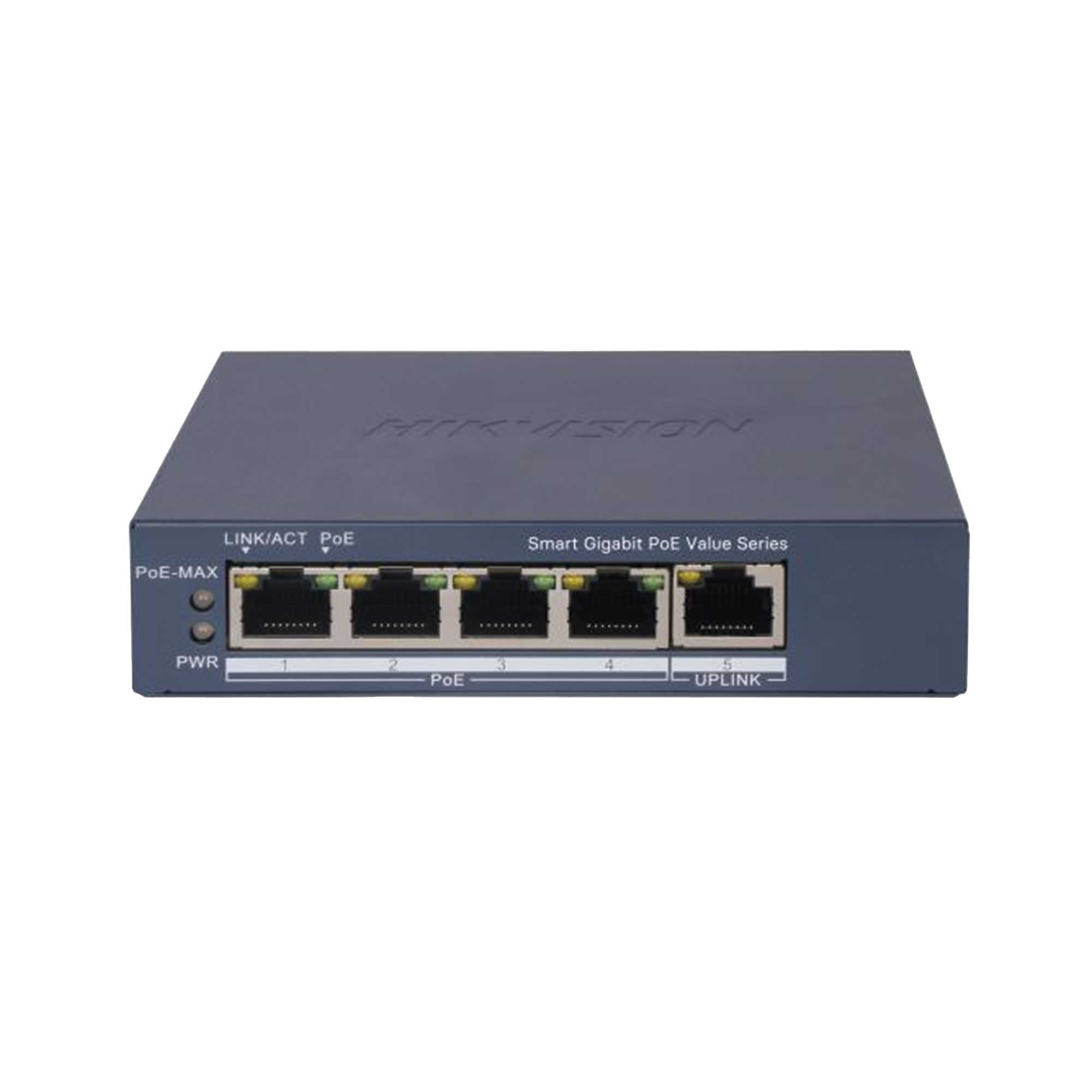 Switch Gigabit PoE+ / Administrable / 4 Puertos 10/100/1000 Mbps PoE af/at / 1 Puerto 10/100/1000 Mbps Uplink / Configuración Nube Hik-PartnerPro / Modo Extendido hasta 300 Metros / 45 Watts