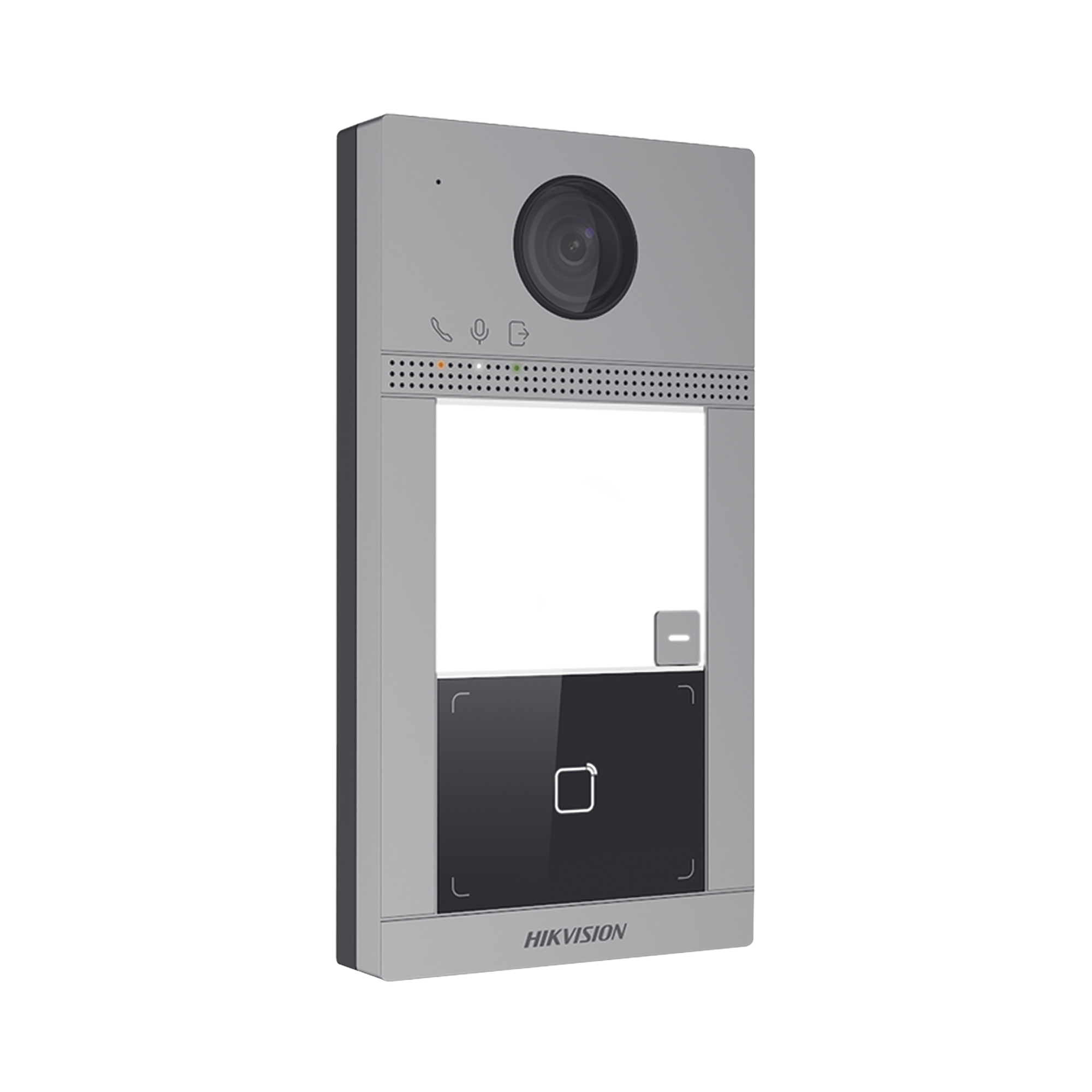 Videoportero IP 2 Megapixel / Llamada y Apertura Remota desde App Hik-Connect / PoE / Exterior IP65 + Antivandalico IK08 / 1 Departamento / Apertura con Tarjeta / Soporta 2 Puertas y hasta 6 Monitores