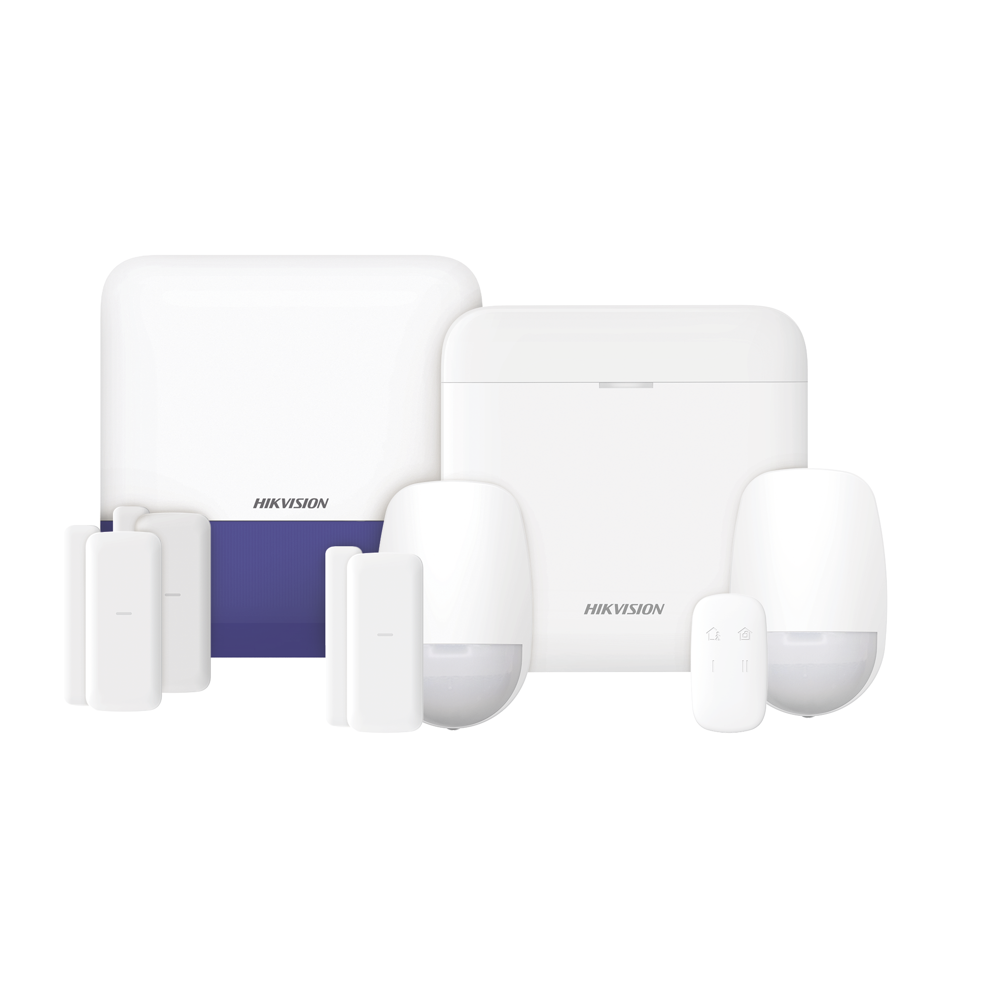(AX PRO) KIT de Alarma AX PRO con GSM (3G/4G) / Incluye: 1 Hub con bateria de respaldo / 2 Sensores PIR / 3 Contactos Magnéticos mini / 1 Control Remoto / 1 Sirena Inalambrica Exterior  / WiFi / Compatible con Hik-Connect P2P