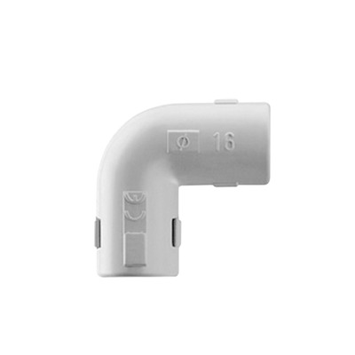 Unión en 'L' (Codo) para tubería rígida, recomendado para cable eléctrico, PVC Auto-extinguible, de 16 mm