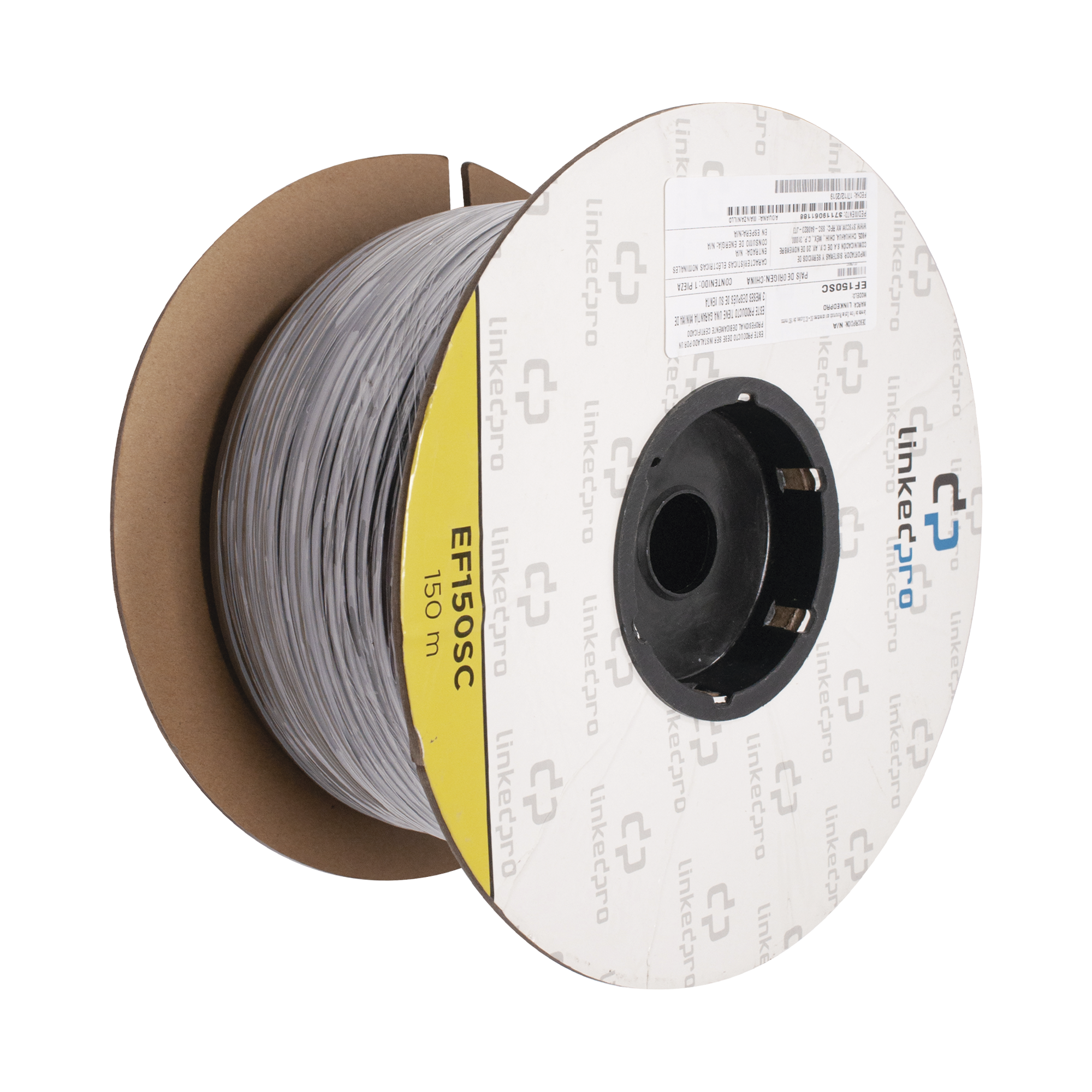 Carrete de Fibra Óptica Monomodo con conectores SC-SC Duplex, Reforzada con Kevlar, de 150 metros