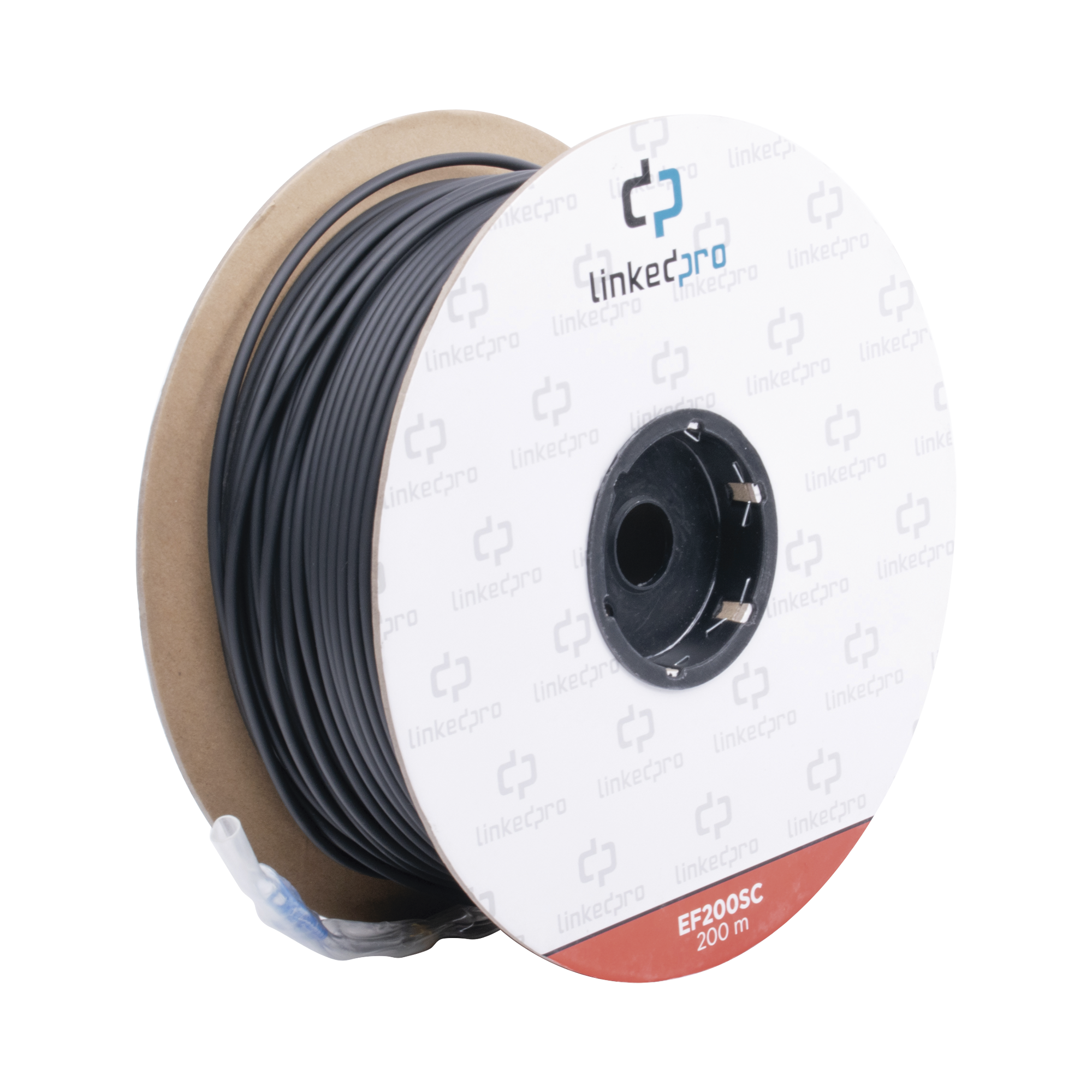 Carrete de Fibra Óptica Monomodo con conectores SC-SC Duplex, Reforzada con Kevlar, de 200 metros