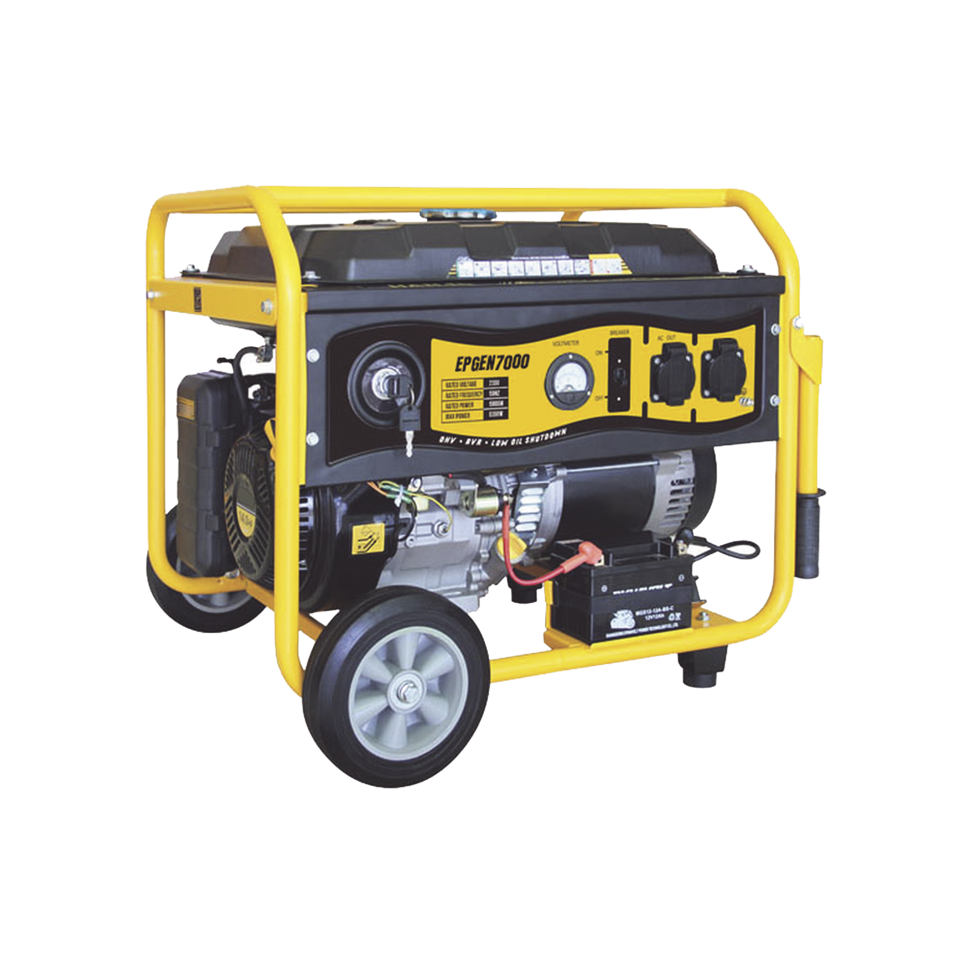 Generador a Gasolina con Encendido Automático, 6.5KW, Jaula con Ruedas para Fácil Traslado