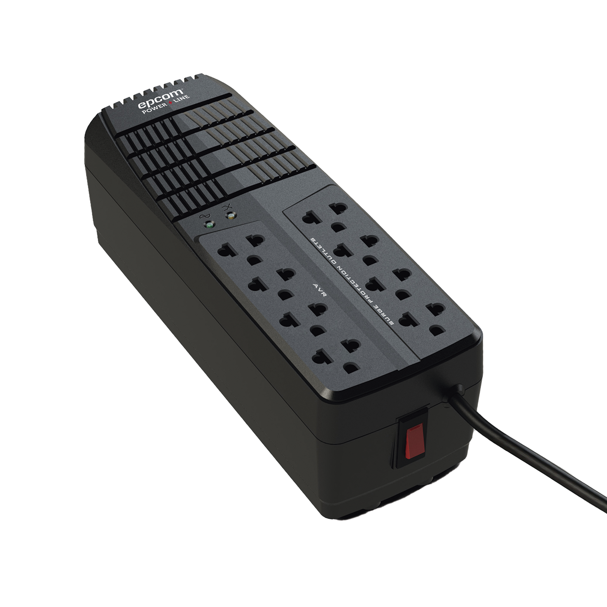 Regulador de Voltaje 1000 VA-500 W /  4 Contactos con AVR / 4 Contactos con Supresor de Picos / Protección RJ11