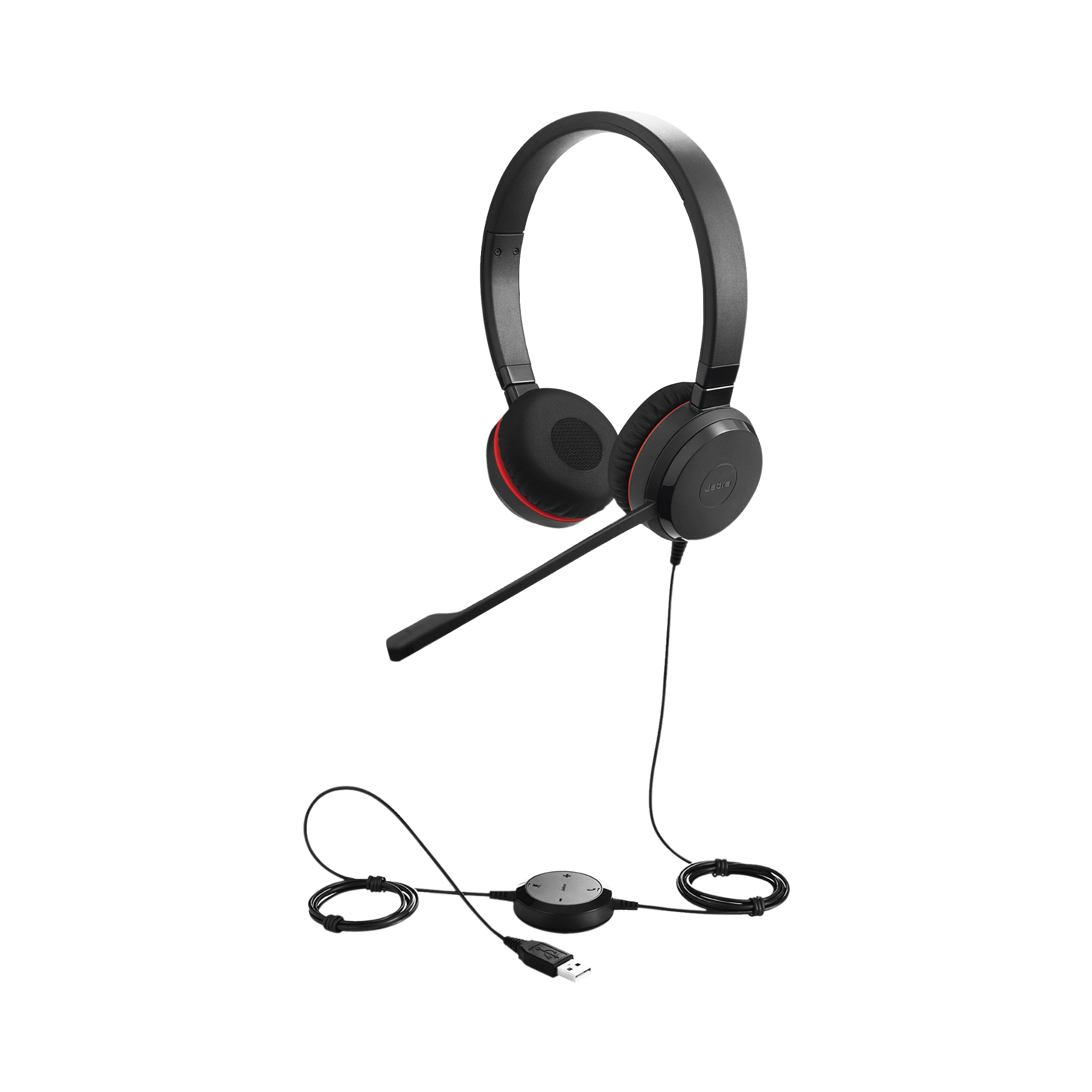 Jabra Evolve 30 Duo con conexión USB / 3.5mm, micrófono con cancelación de ruido y controlador en el cable con botones e indicadores LED (5399-829-309)