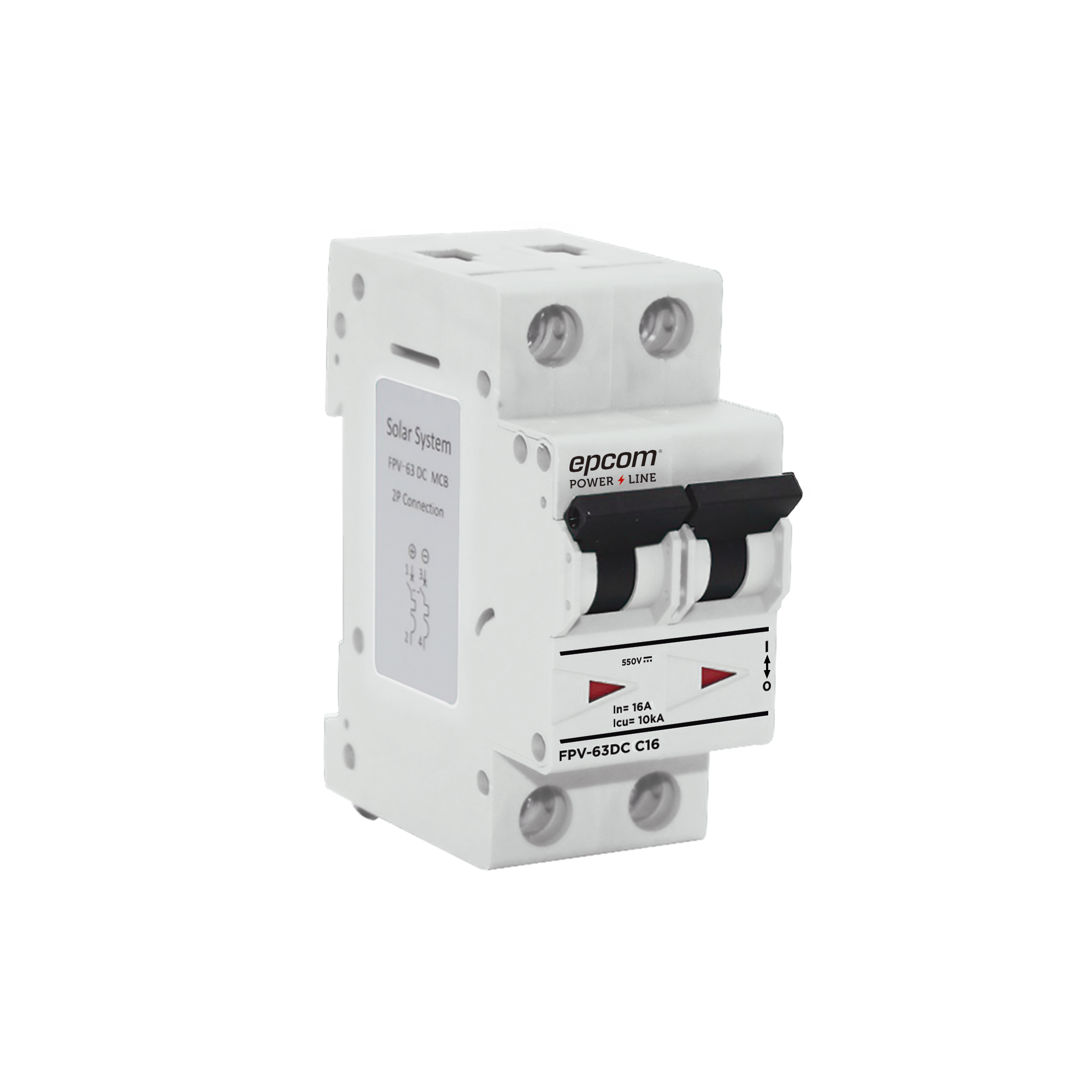 Protección Térmica 2P, 16A,  Corriente Directa  800 Vcc para Aplicación Fotovoltaica Montaje Riel DIN