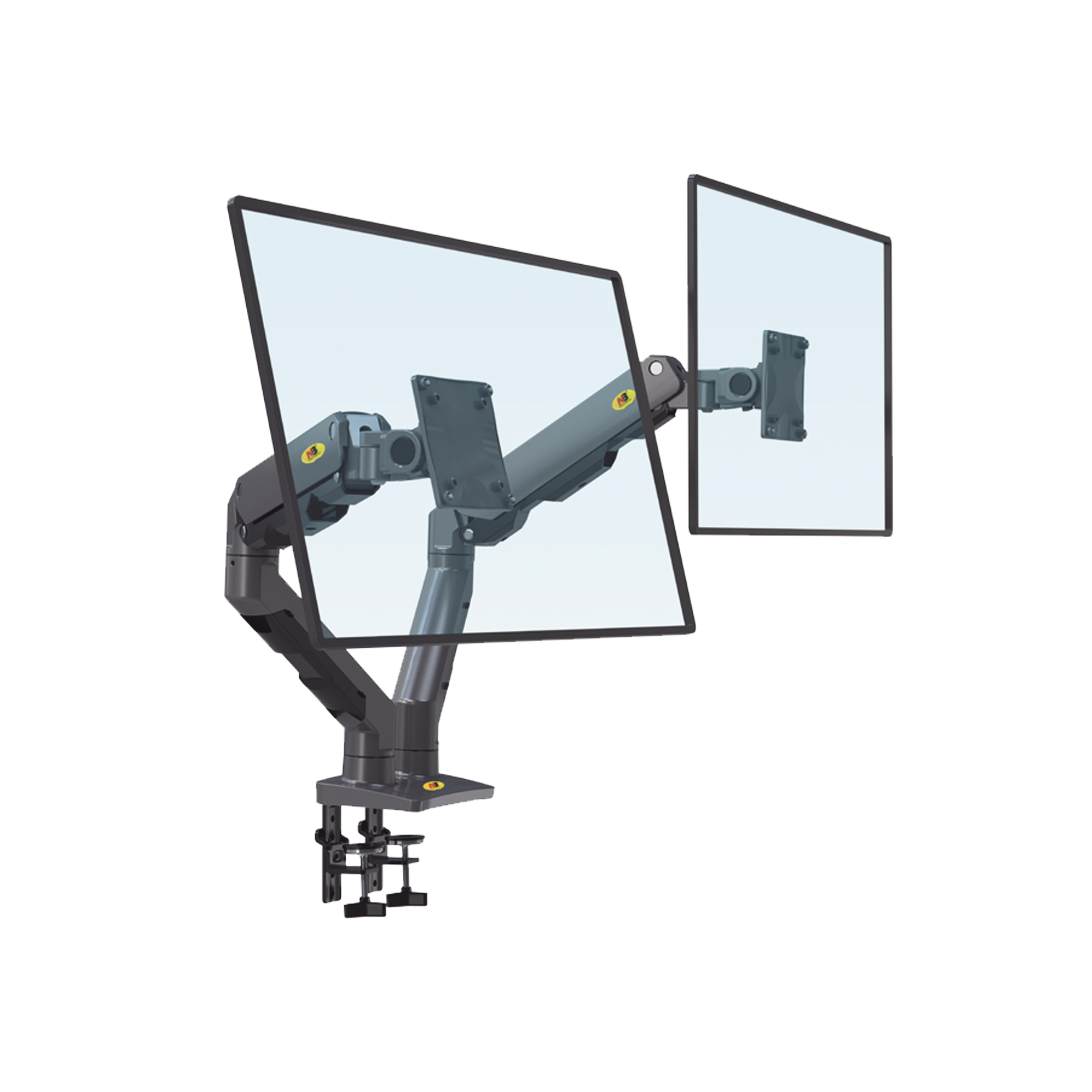 Montaje de Escritorio articulado para 2 monitores de 27-34' /  Soporta hasta 16 kg / Vesa 75 x 75 / 100 x 100 / Acero / Giro: 360°