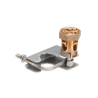 Abrazadera para Tierra Física en Base de Piso Falso, para Cables de 6 a 1/0 AWG. Para Pedestales Cuadrados de 7/8' y Circulares de 1' a 1 1/8'