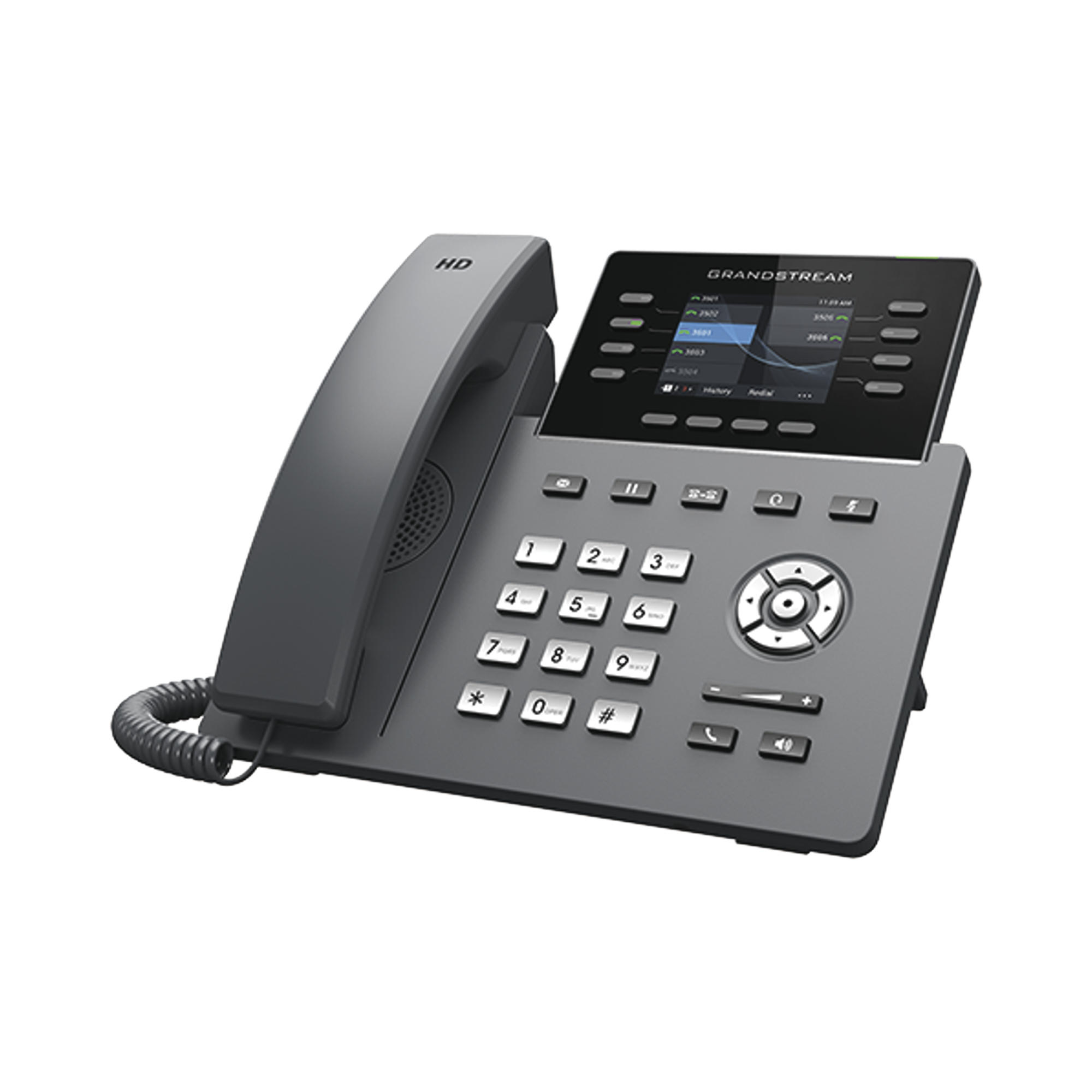 Teléfono IP Wi-Fi, Grado Operador, 8 líneas SIP con 4 cuentas, pantalla a color 2.8', puertos Gigabit, Bluetooth, PoE, codec Opus, IPV4/IPV6 con gestión en la nube GDMS