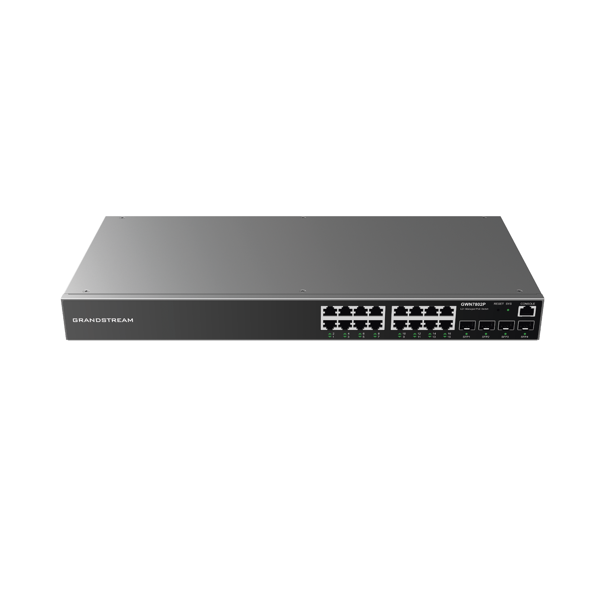 Switch Gigabit PoE+ Administrable / 16 puertos 10/100/1000 Mbps + 4 Puertos SFP Uplink / Hasta 240W / Compatible con GWN Cloud.