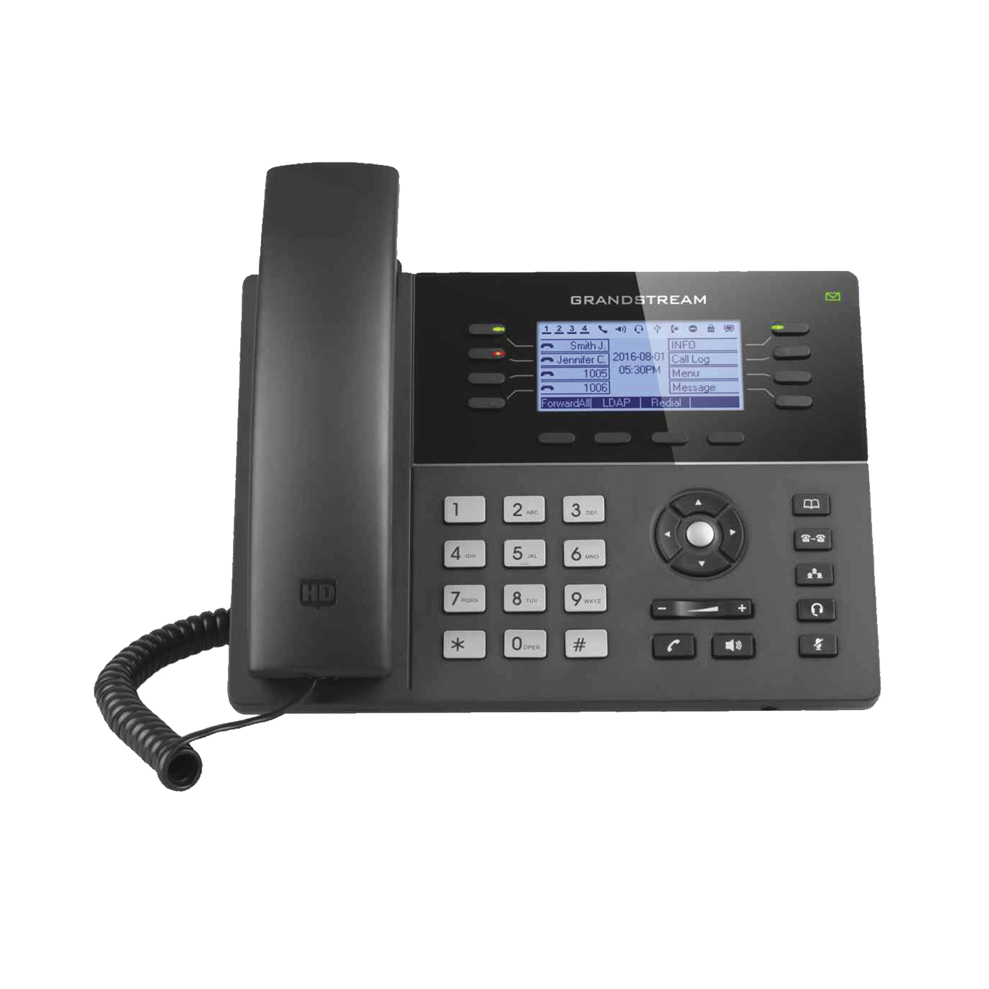 Teléfono IP Gama media de 8 Líneas con 4 teclas de función, 32 teclas de extensión BLF digital y conferencia de 5 vías PoE Gigabit