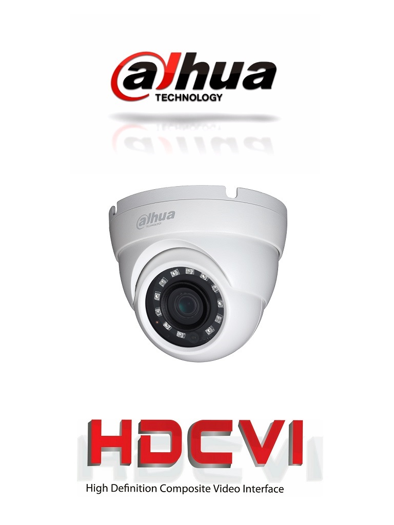 DAHUA HAC-HDW1200MN-0280B - Camara Domo 1080p/ Metálica/ Lente de 2.8mm/ 101 Grados de Apertura/ Ir de 30 Metros/ IP67/ DWDR/ BLC/HLC/AGC/TVI/AHD/CBVS - 