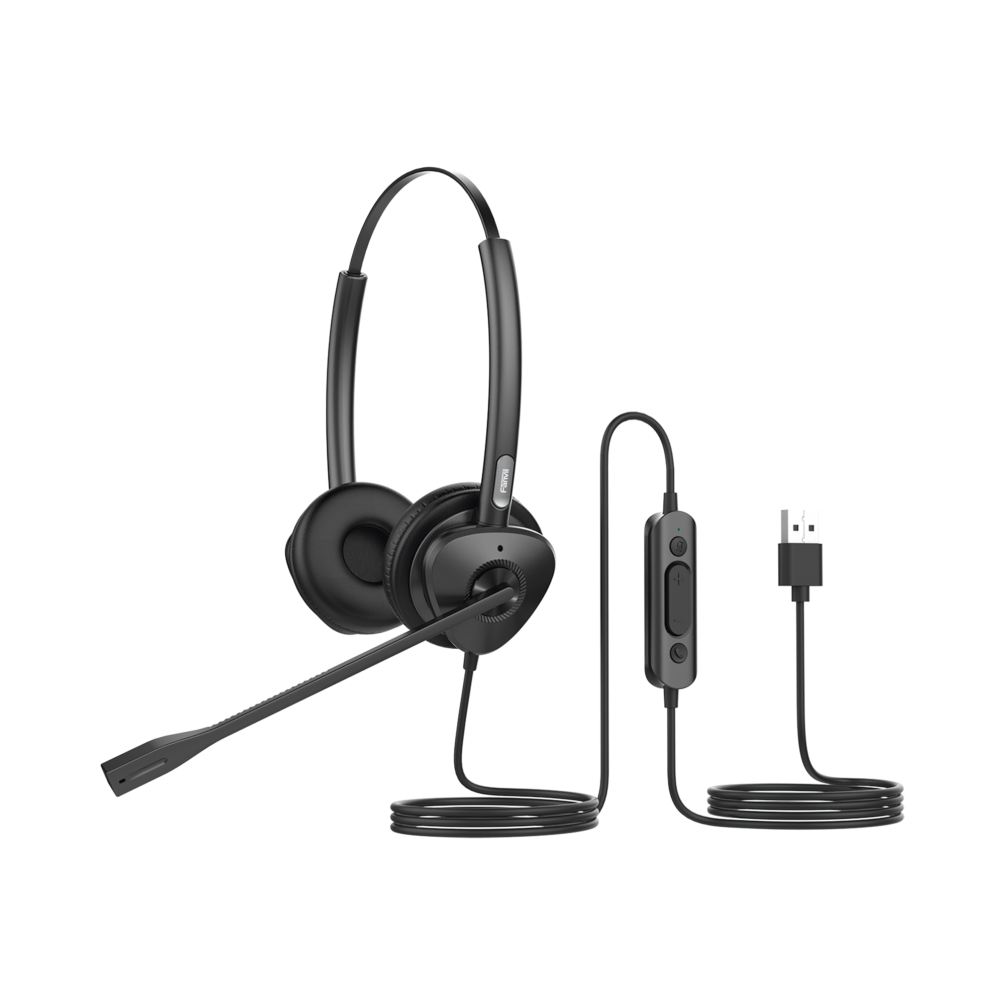 Diadema binaudal (duo) con tecnología antishock para teléfonos IP FANVIL USB con micrófono de cancelación de ruido, larga durabilidad