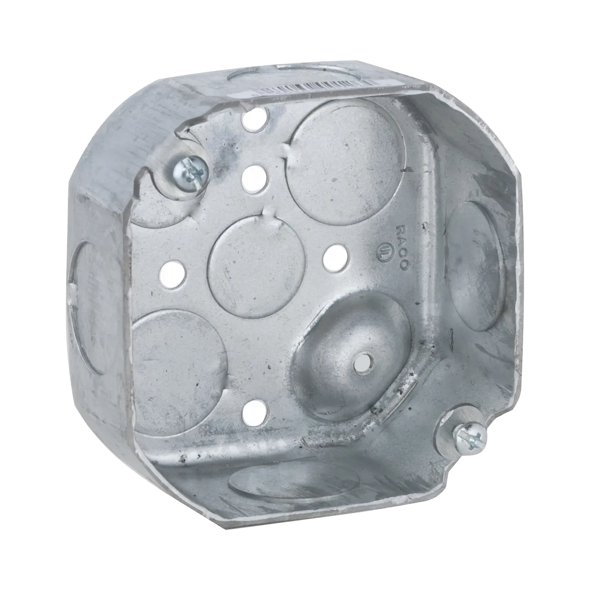 Caja Octagonal de 4' / Profundidad 1 1/2' / 4 Entradas de 3/4' y 4 Entradas de 1/2' / Troquelada.