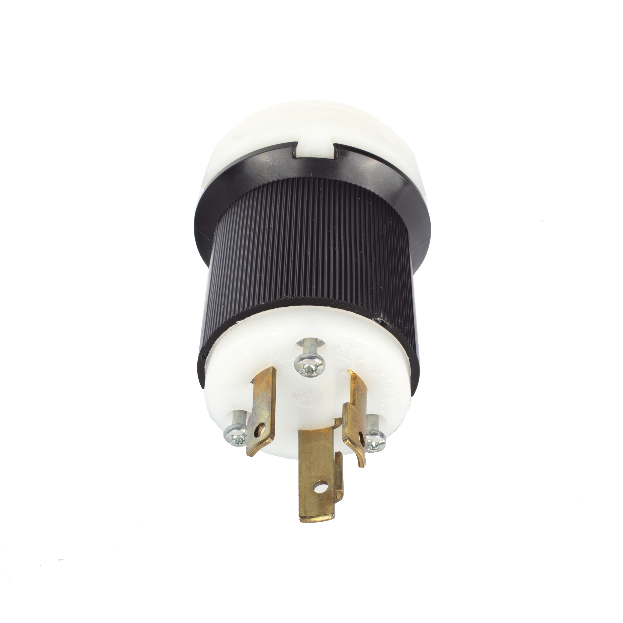 Clavija Industrial con Bloqueo de Media Vuelta / 30 A 250 V CA / 2 Polos 3 Hilos / Color Blanco y Negro / Nema L6-30P.