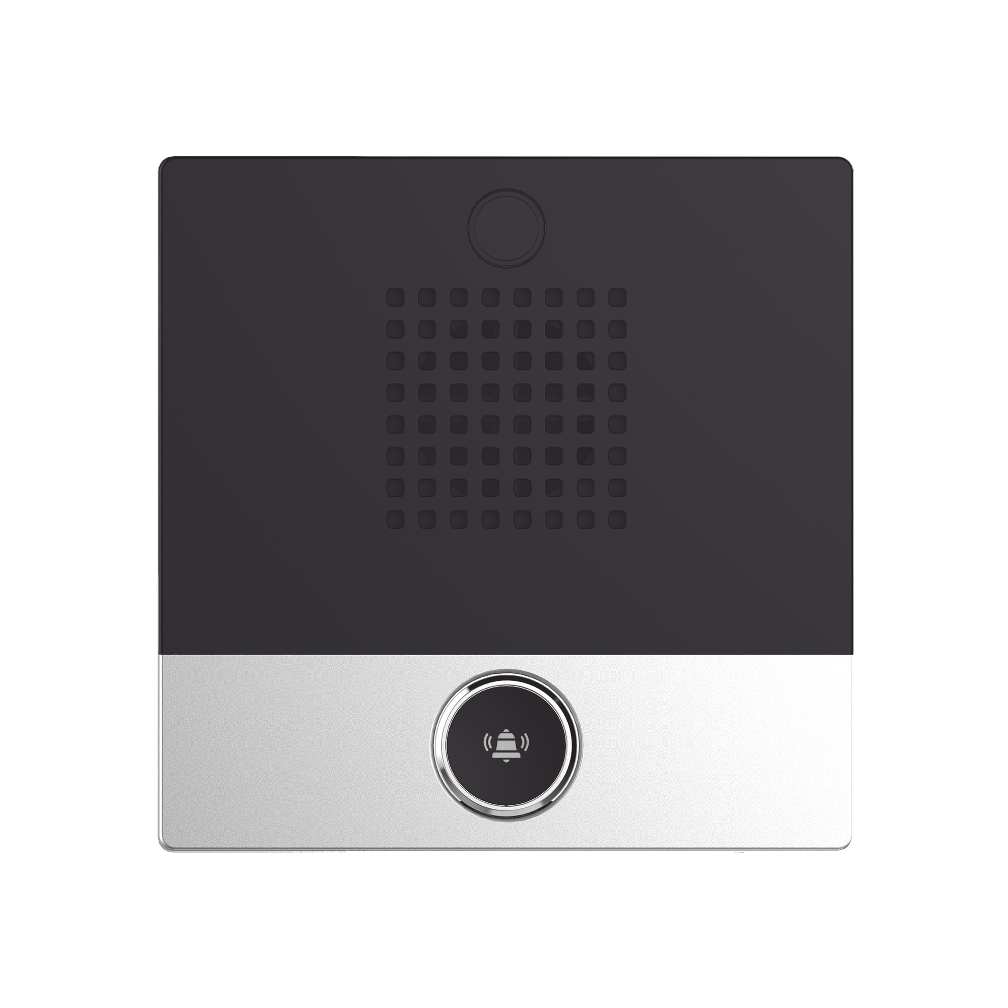 Mini Intercomunicador para hotelería y hospitales, con diseño elegante, PoE, 1 botón, 1 relevador integrado de salida y entrada.