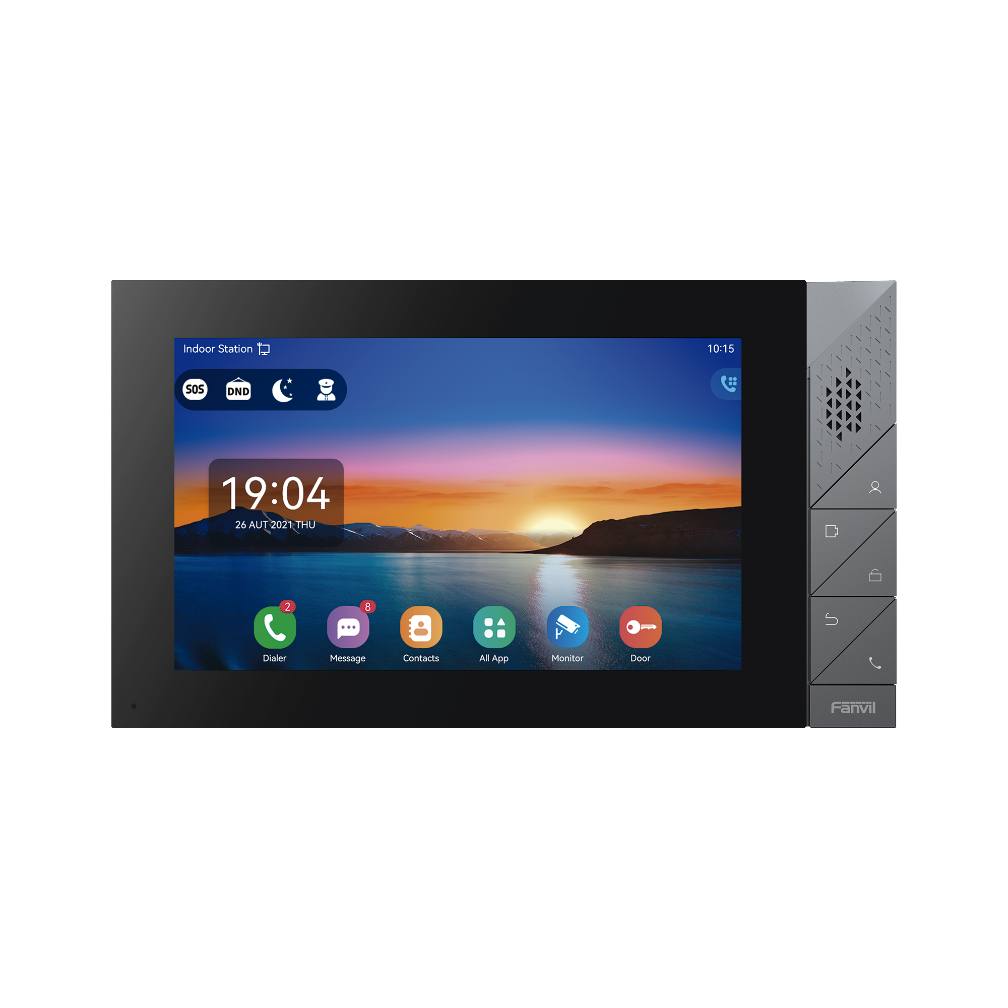 Monitor IP/SIP para interior con Android, Wi-Fi, Bluetooth, pantalla táctil de 7', audio de 2 vías, PoE, 8 interfaces de entrada de alarma.