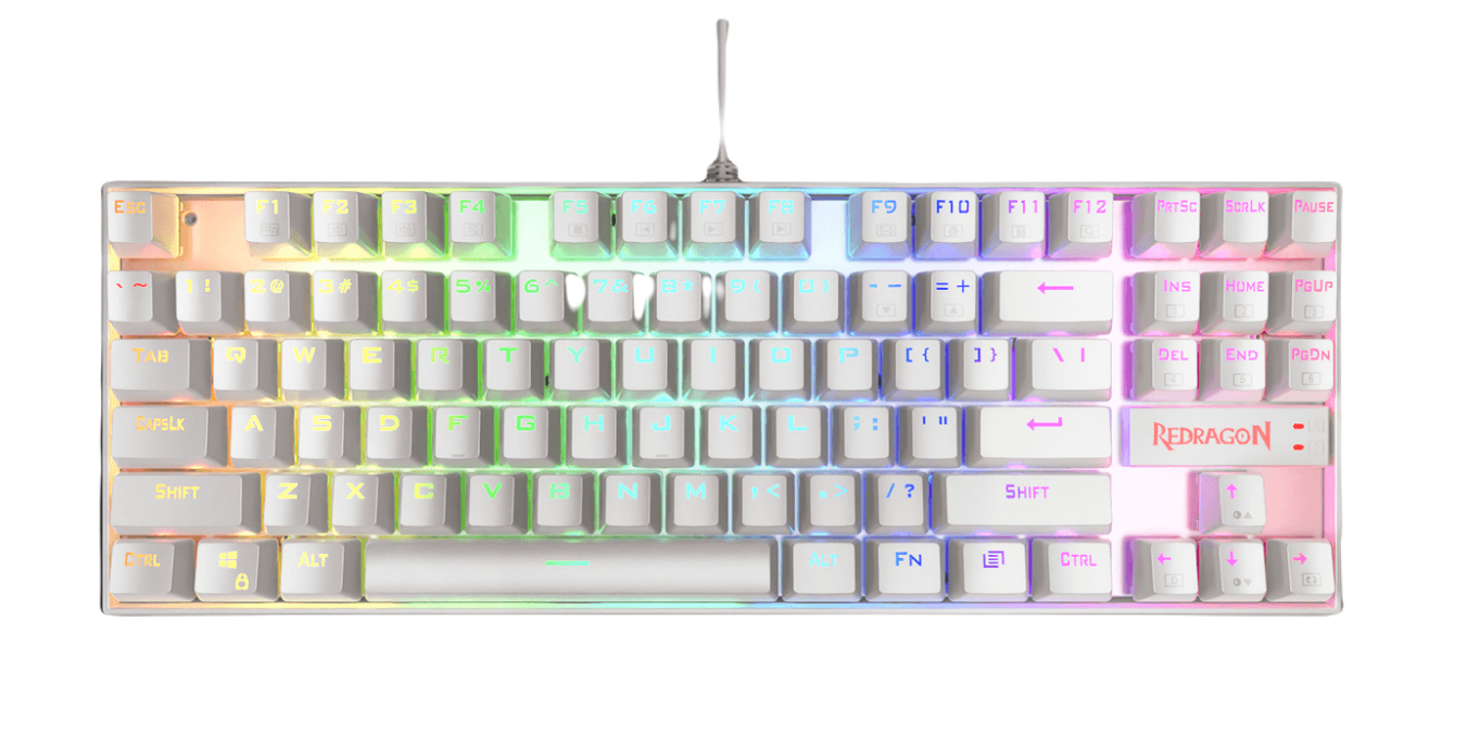Teclado Mecánico Redragon Kumara White RGB - Español, Blanco, RGB