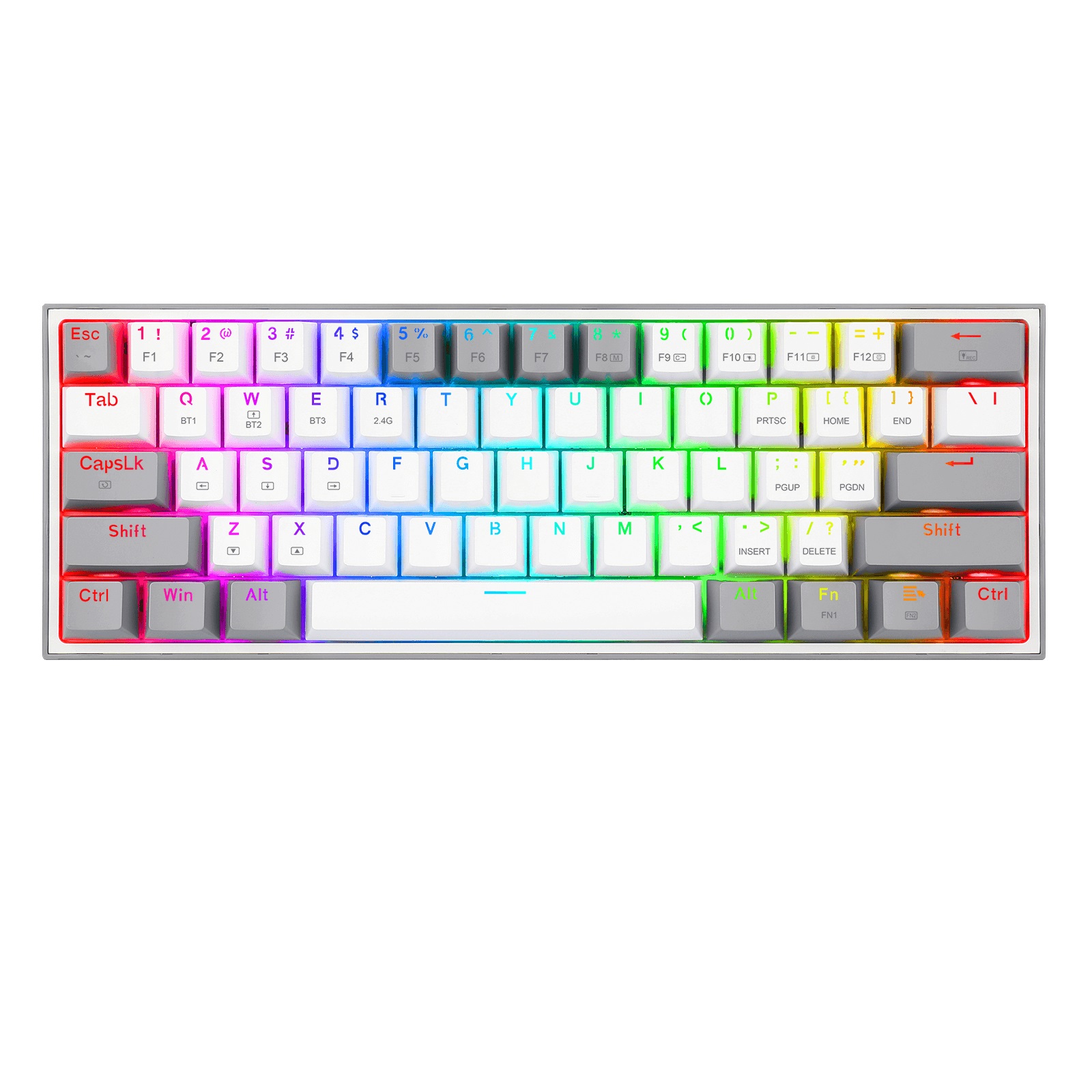 Teclado Mecánico Redragon Fizz Pro White/Gray - Inglés, Blanco y Gris