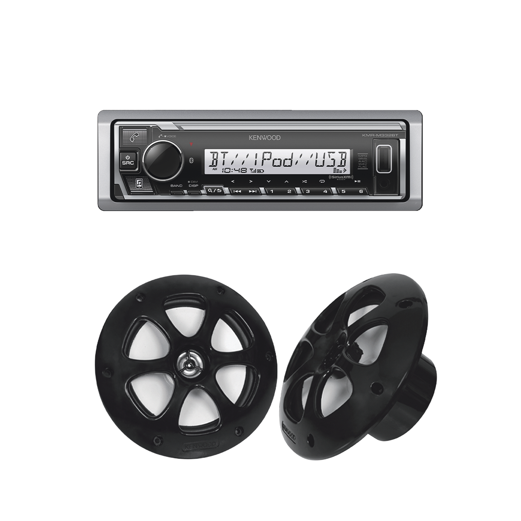 Kit de estéreo con Bluetooth KMR-M332BT | más Par de bocinas KFC-1613MRB