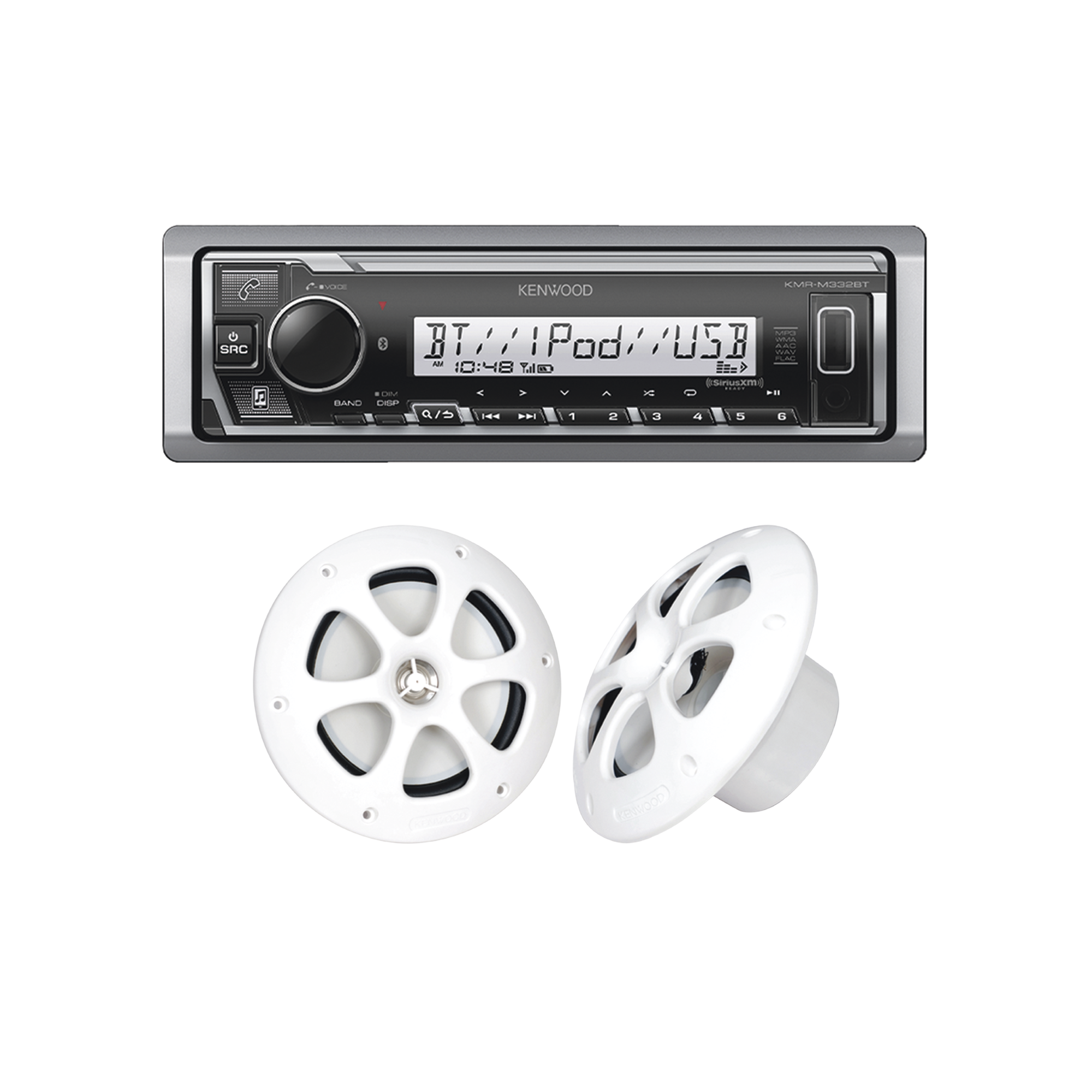 Kit de estéreo con Bluetooth KMR-M332BT |  más Par de bocinas KFC-1613MRW