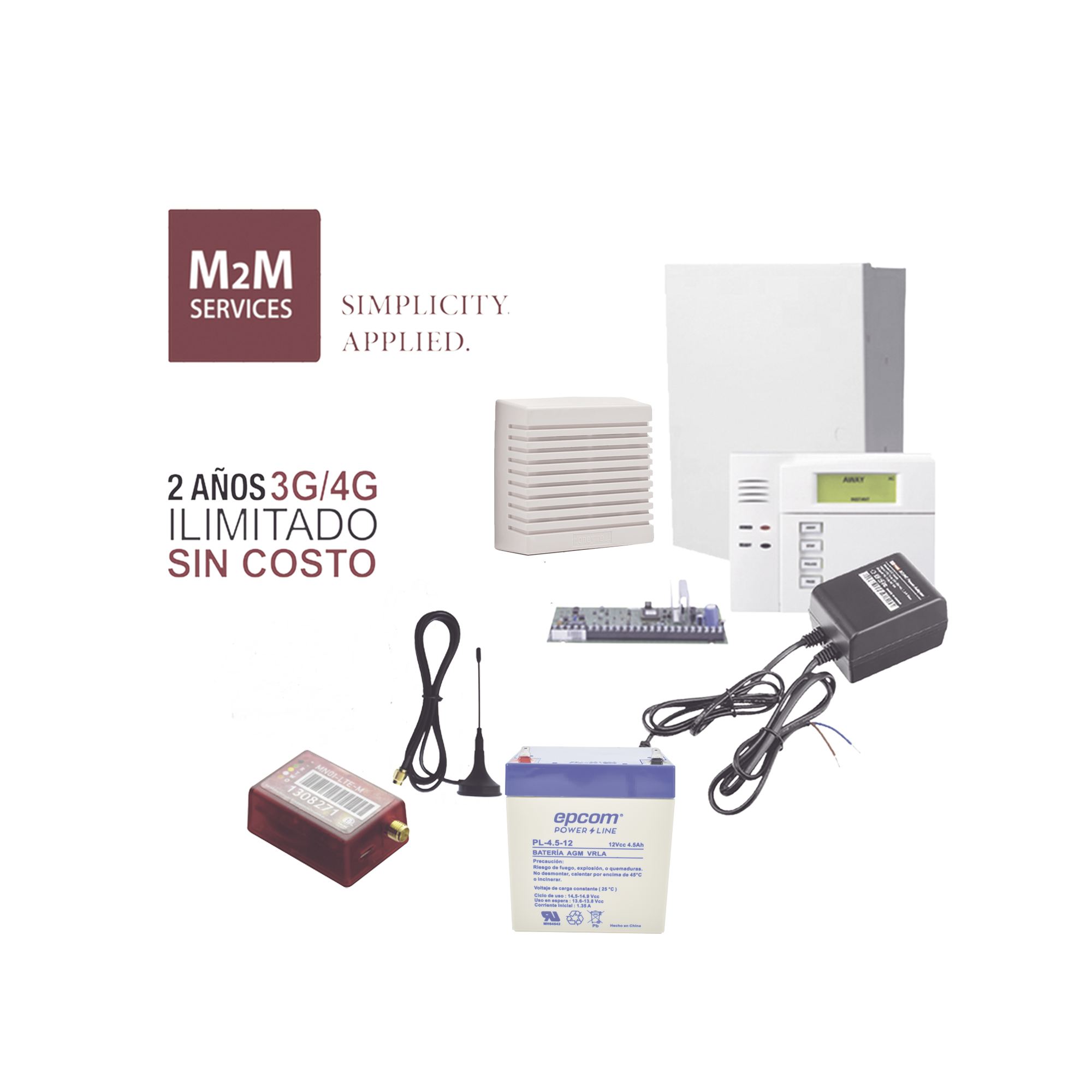 (2 Años 4G ILIMITADO INCLUIDO) Kit VISTA48LA,Teclado 6150, Comunicador MN01LTEM, Bateria, Transformador y Sirena de 15 Watts