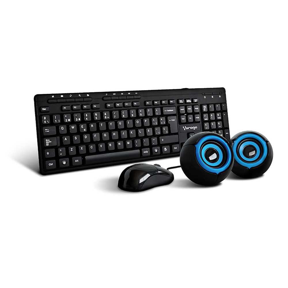 Kit Teclado y Mouse VORAGO - Estándar, 105 teclas, Negro, 1000 DPI